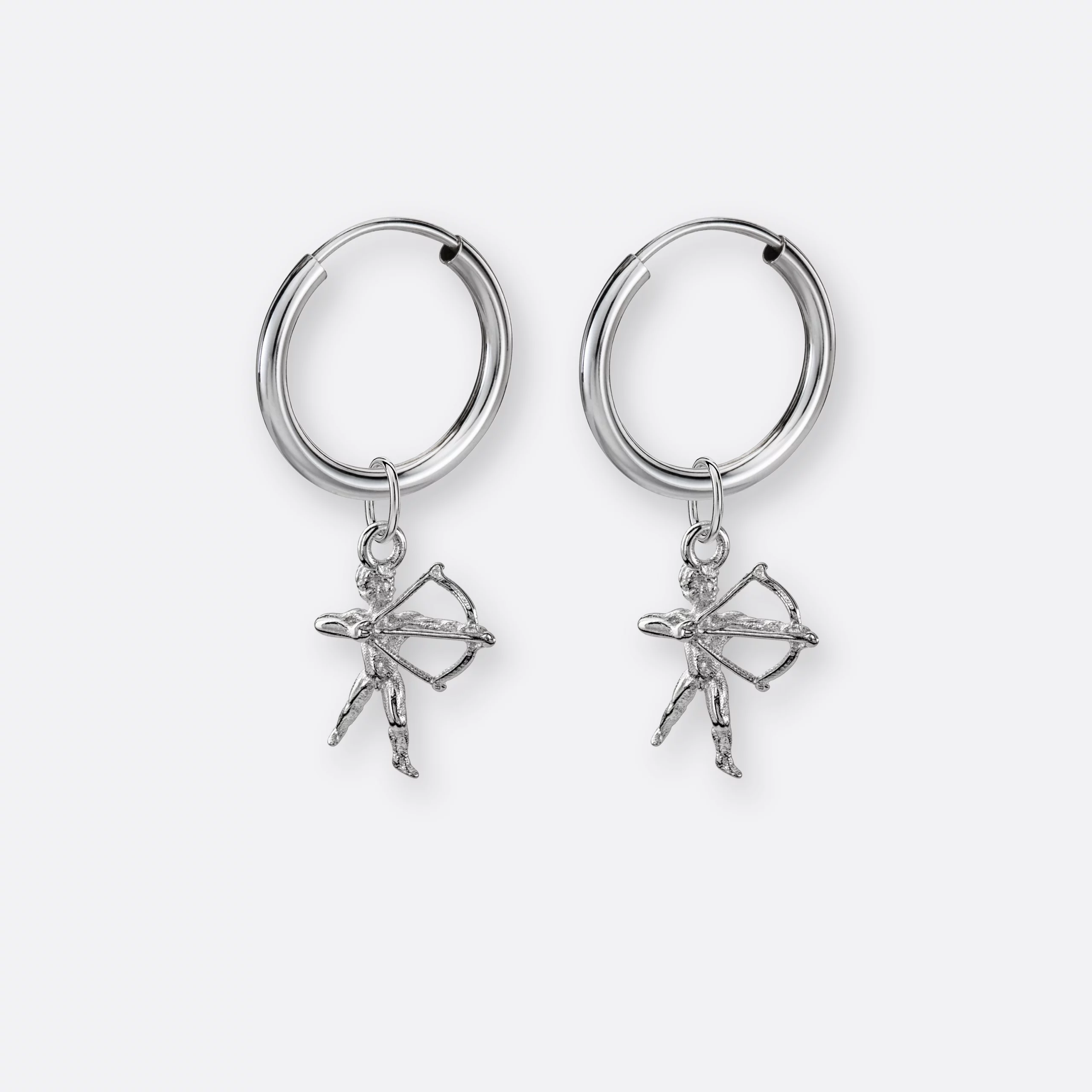 Schütze Ohrring, Anhänger klein, 925er Silber 5 Schütze Ohrring-Creolen klein mit Sternzeichen-Anhängern klein, Silber, Paar