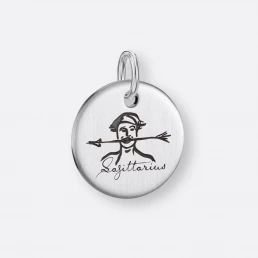 Schütze Anhänger, Gravur, 925er Silber 8 Schütze Anhänger, Coin mit Gravur, Silber, Vorne