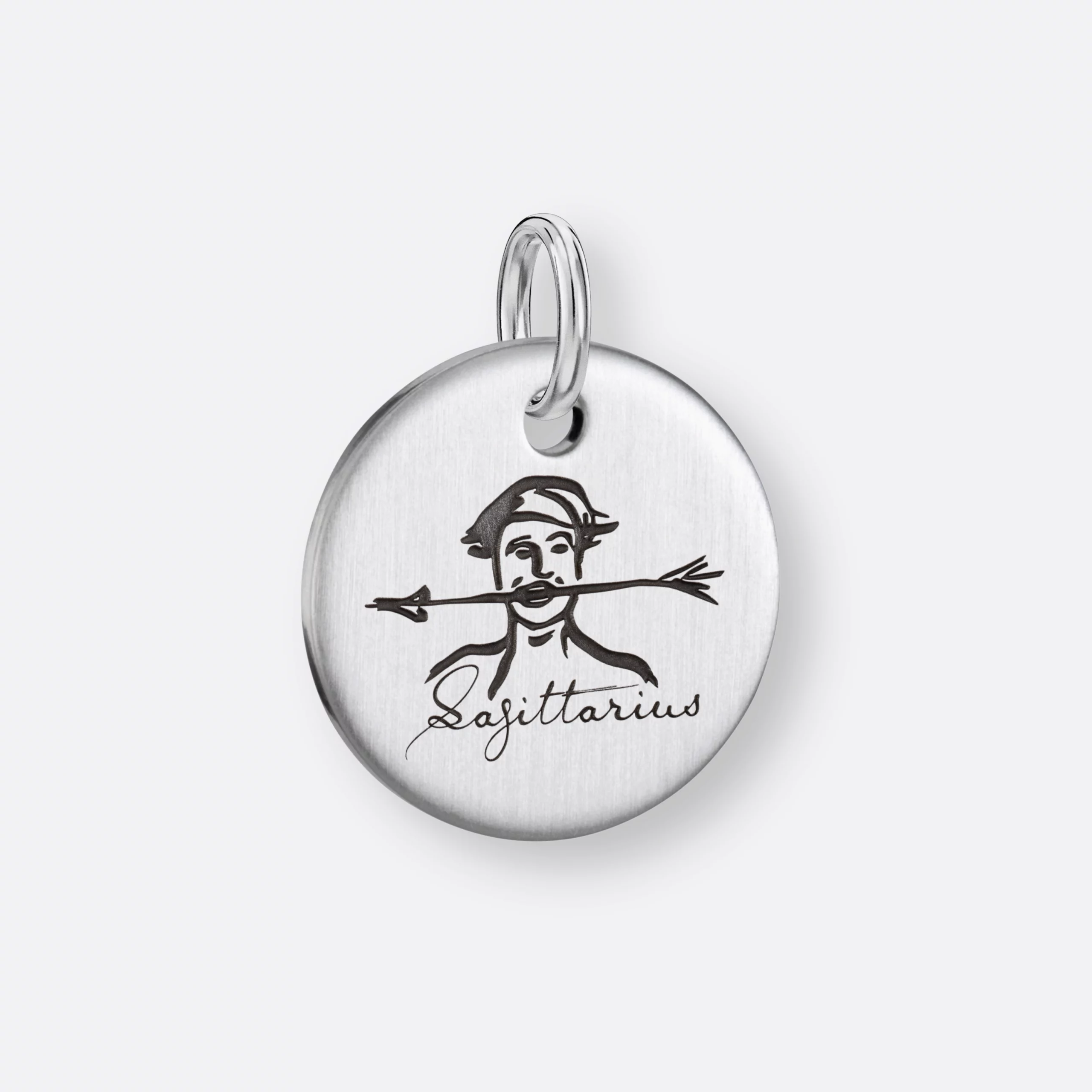 Schütze Anhänger, Gravur, 925er Silber 1 Schütze Anhänger, Coin mit Gravur, Silber, Vorne