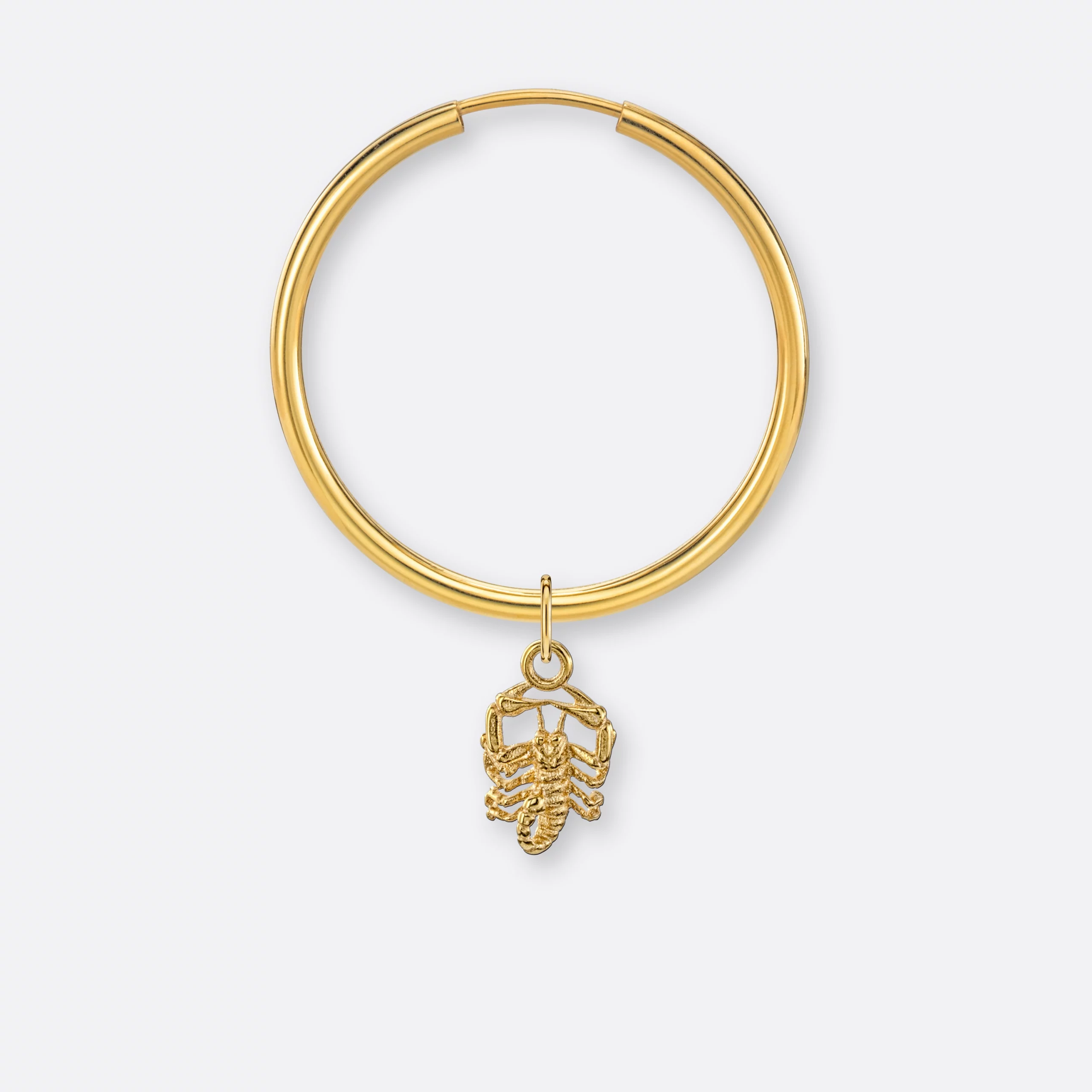 Skorpion Ohrring, Anhänger klein, 585er Gold 2 Skorpion Ohrring-Creole groß mit Sternzeichen-Anhänger klein, Gold, Vorne
