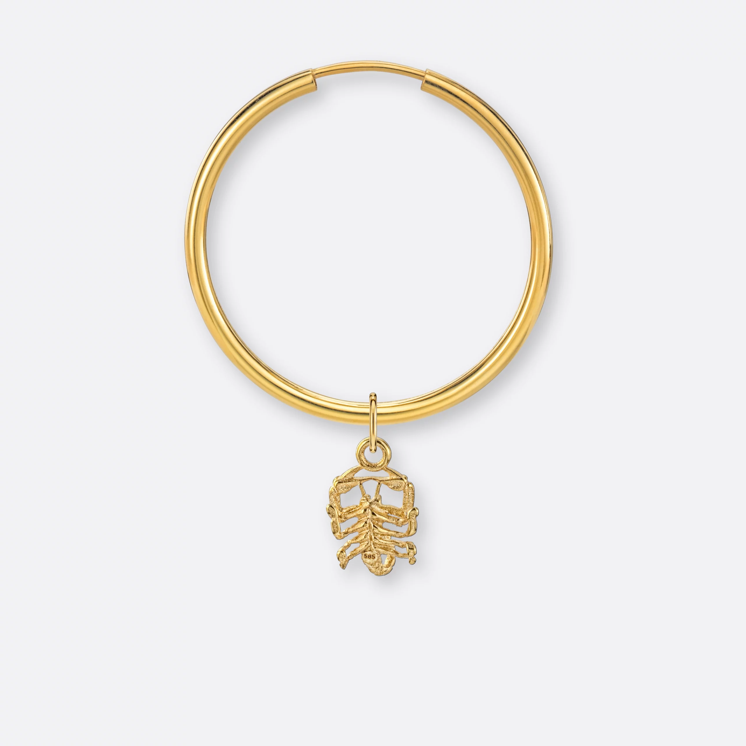 Skorpion Ohrring, Anhänger klein, 585er Gold 3 Skorpion Ohrring-Creole groß mit Sternzeichen-Anhänger klein, Gold, Hinten