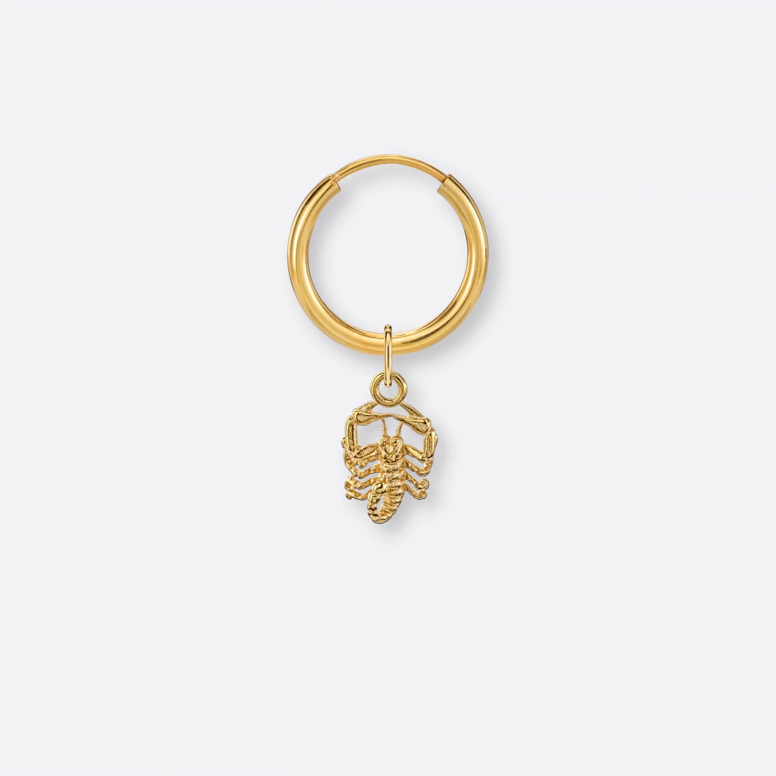 Skorpion Ohrring, Anhänger klein, 585er Gold 6 Skorpion Ohrring-Creole klein mit Sternzeichen-Anhänger klein, Gold, Vorne
