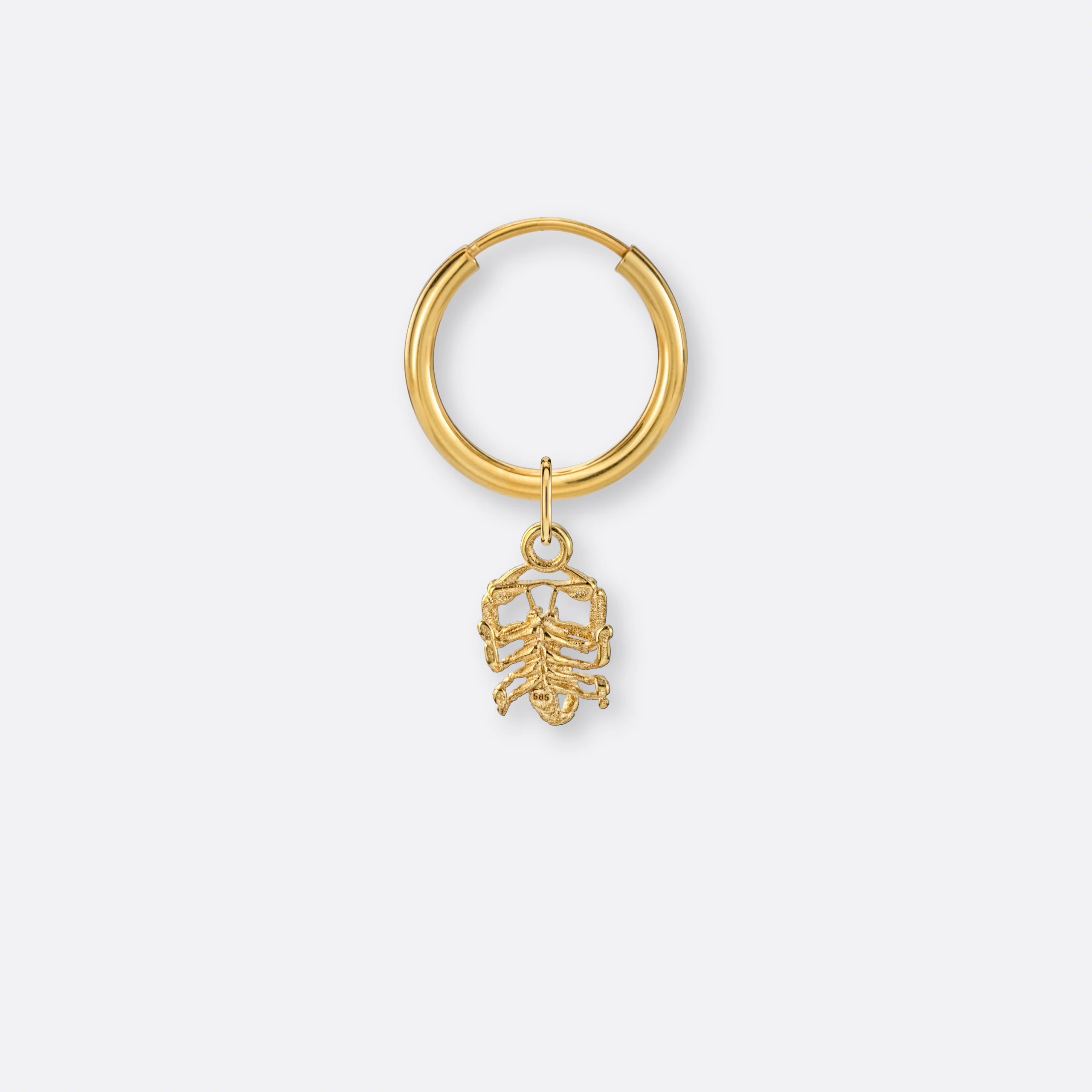Skorpion Ohrring, Anhänger klein, 585er Gold 7 Skorpion Ohrring-Creole klein mit Sternzeichen-Anhänger klein, Gold, Hinten