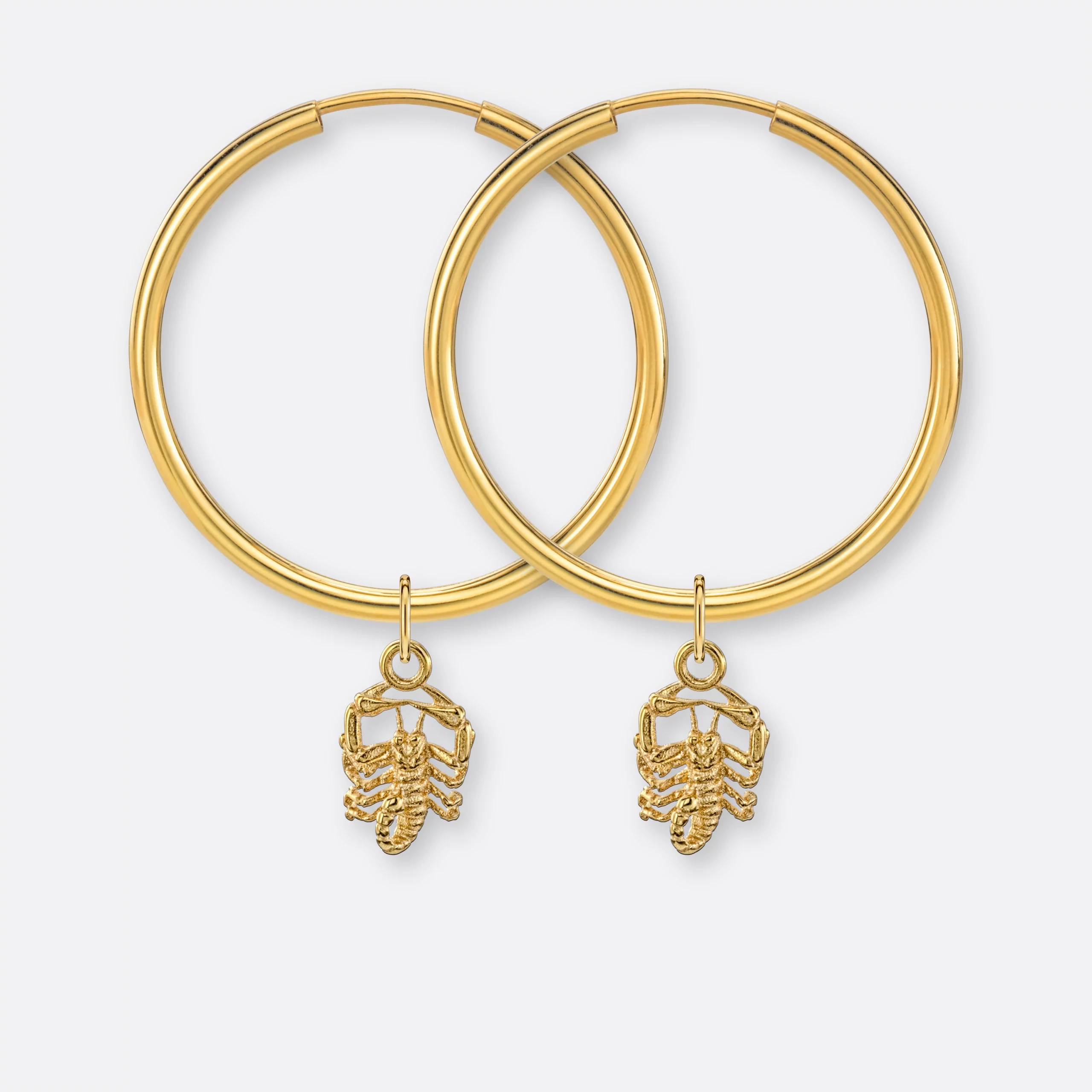 Skorpion Ohrring, Anhänger klein, 585er Gold 2 Skorpion Ohrringe groß mit Sternzeichen-Anhänger klein, Gold, Paar