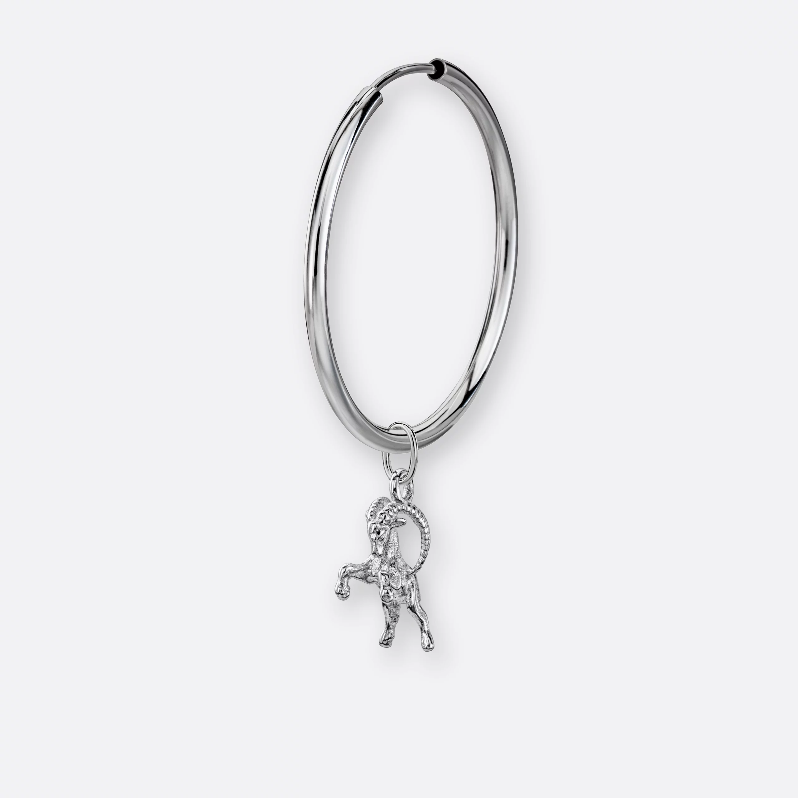 Steinbock Ohrring, Anhänger klein, 925er Silber 8 Steinbock Ohrring-Creole groß mit Sternzeichen-Anhänger klein, Silber, Vorne