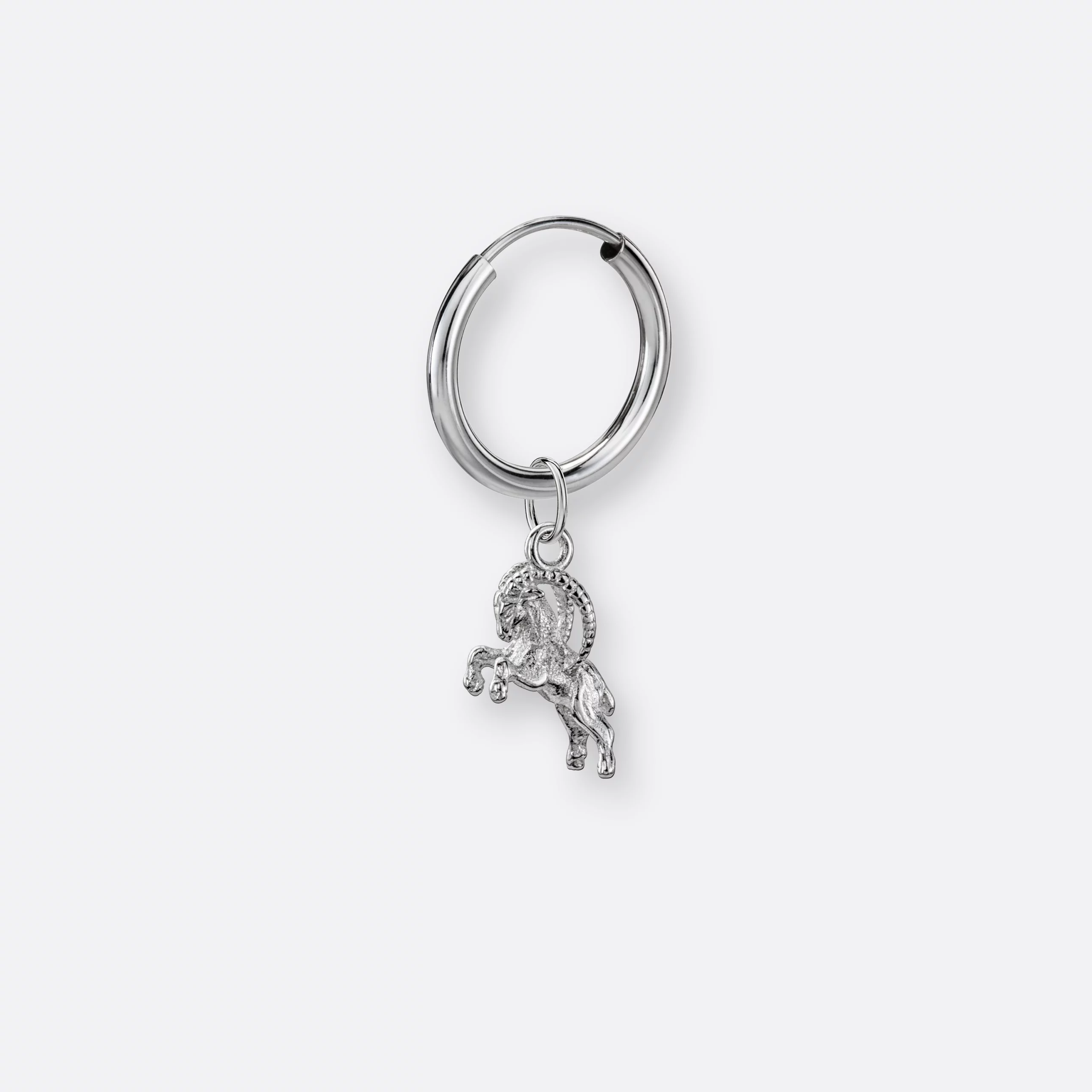 Steinbock Ohrring, Anhänger klein, 925er Silber 2 Steinbock Ohrring-Creole klein mit Sternzeichen-Anhänger klein, Silber, Seite
