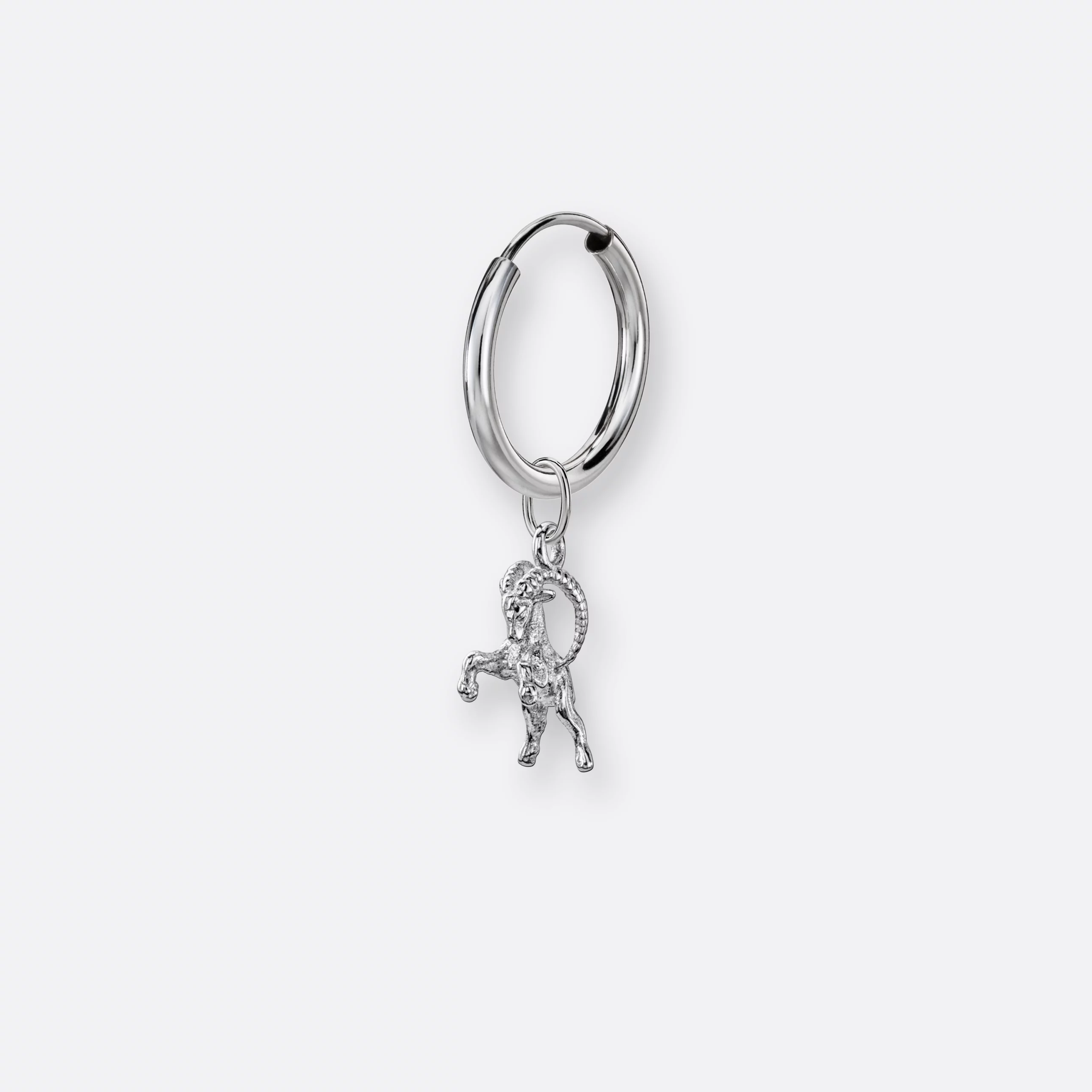 Steinbock Ohrring, Anhänger klein, 925er Silber 4 Steinbock Ohrring-Creole klein mit Sternzeichen-Anhänger klein, Silber, Vorne