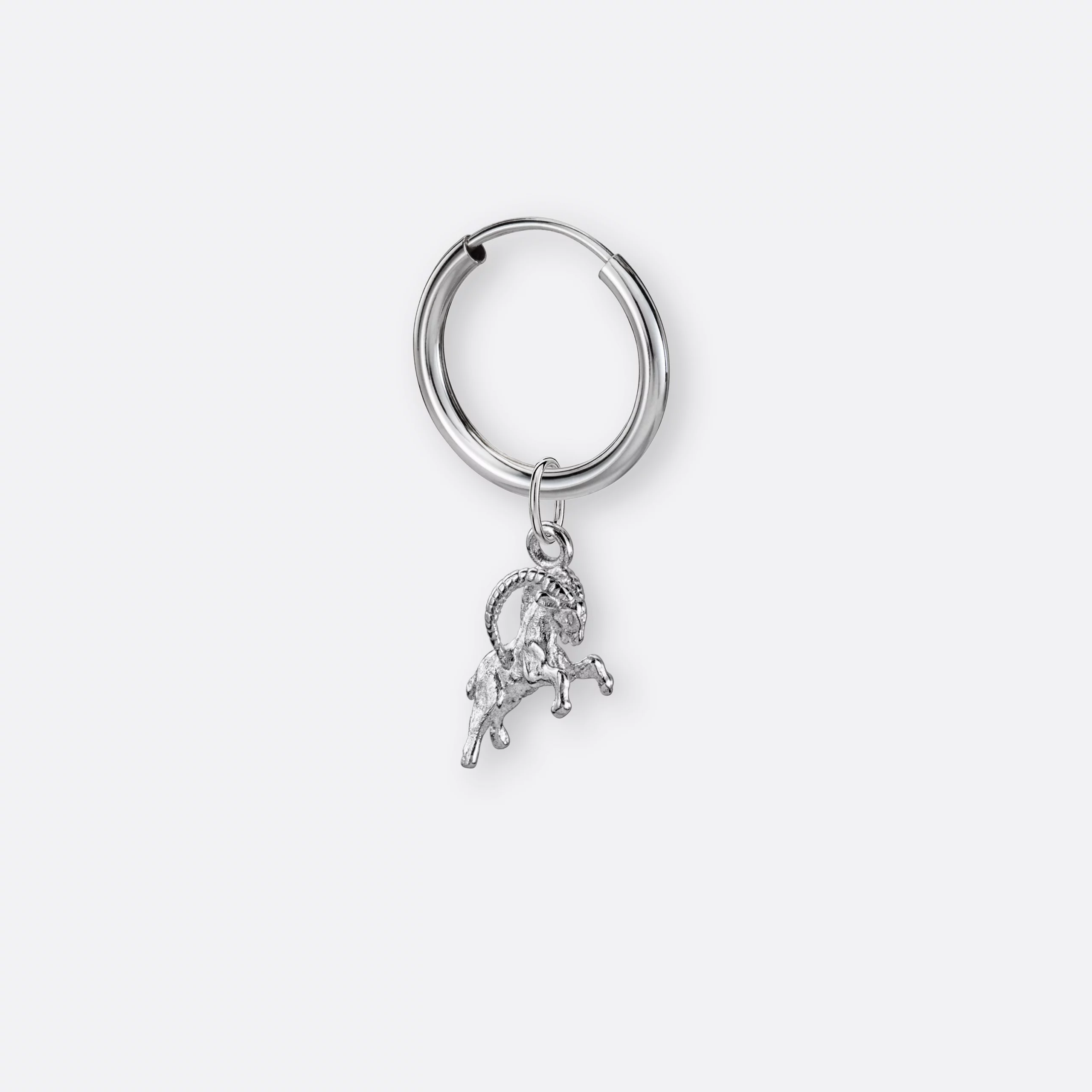 Steinbock Ohrring, Anhänger klein, 925er Silber 3 Steinbock Ohrring groß mit Sternzeichen-Anhänger klein, Silber, Seite