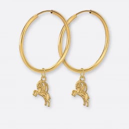 Steinbock Ohrring, Anhänger klein, 585er Gold 18 Steinbock Ohrring-Creole groß mit Sternzeichen-Anhänger klein, Gold, Paar