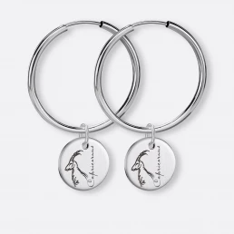 Steinbock Ohrring, Anhänger graviert, 925er Silber 1 Steinbock Ohrringe groß mit Sternzeichen-Anhänger-Coins graviert, Silber, Paar