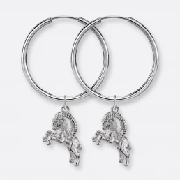 Steinbock Ohrring, Anhänger groß, 925er Silber 9 Steinbock Ohrring-Creolen groß mit Sternzeichen-Anhängern groß, Silber, Paar