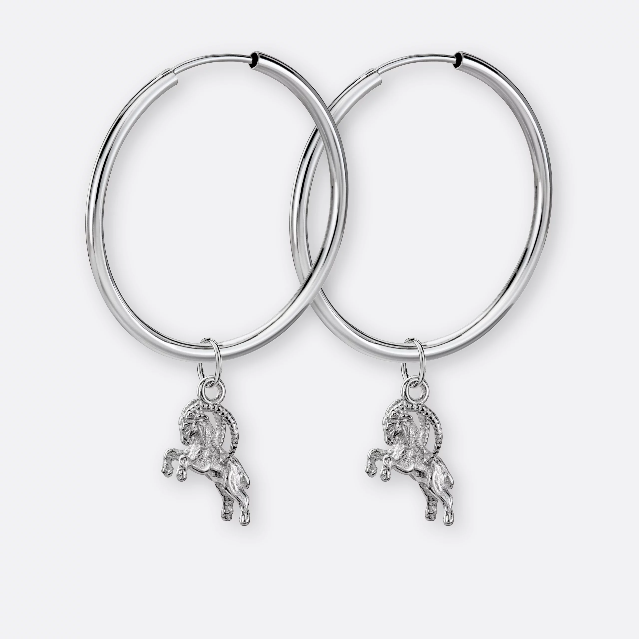 Steinbock Ohrring, Anhänger klein, 925er Silber 5 Steinbock Ohrring-Creole groß mit Sternzeichen-Anhänger klein, Silber, Paar
