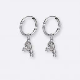 Steinbock Ohrring, Anhänger klein, 925er Silber 17 Steinbock Ohrring-Creole klein mit Sternzeichen-Anhänger klein, Silber, Paar