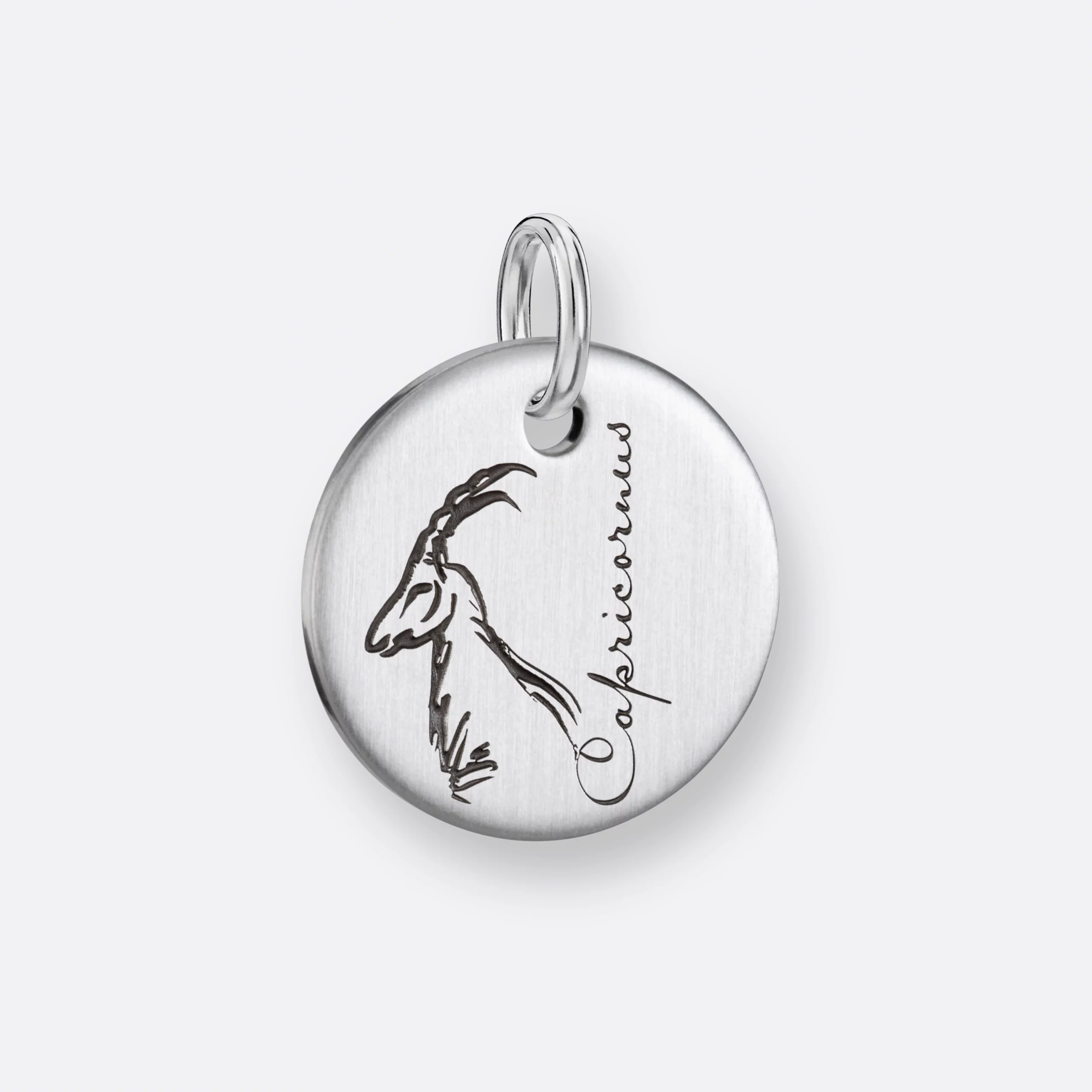 Steinbock Anhänger, Coin mit Gravur, Silber