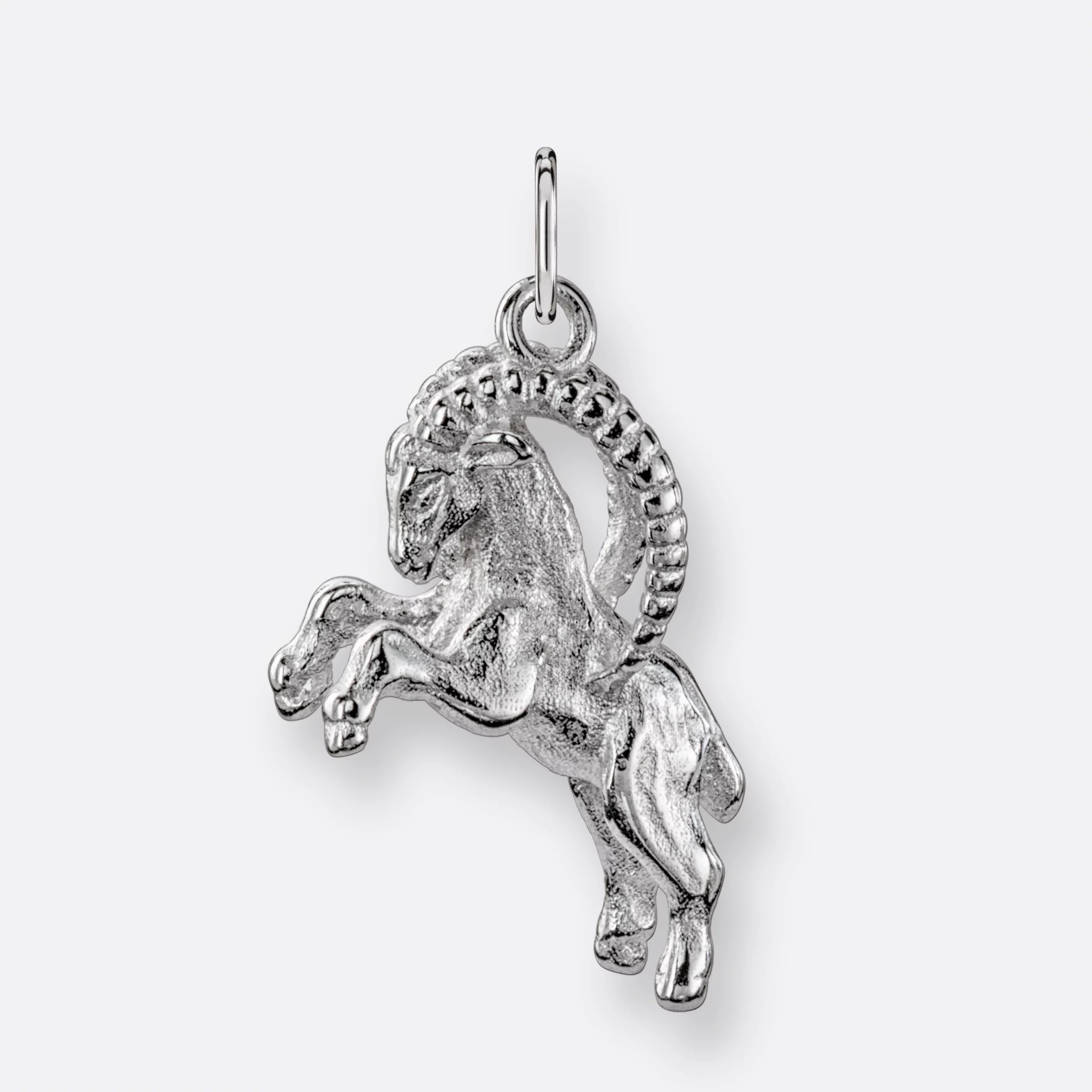 Steinbock Anhänger groß, 925er Silber 1 Steinbock Sternzeichen-Anhänger, groß, Silber, Seite