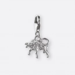 Stier Charm, Anhänger klein, 925er Silber 5 Stier Sternzeichen Charm mit Anhänger klein, Silber, Vorne