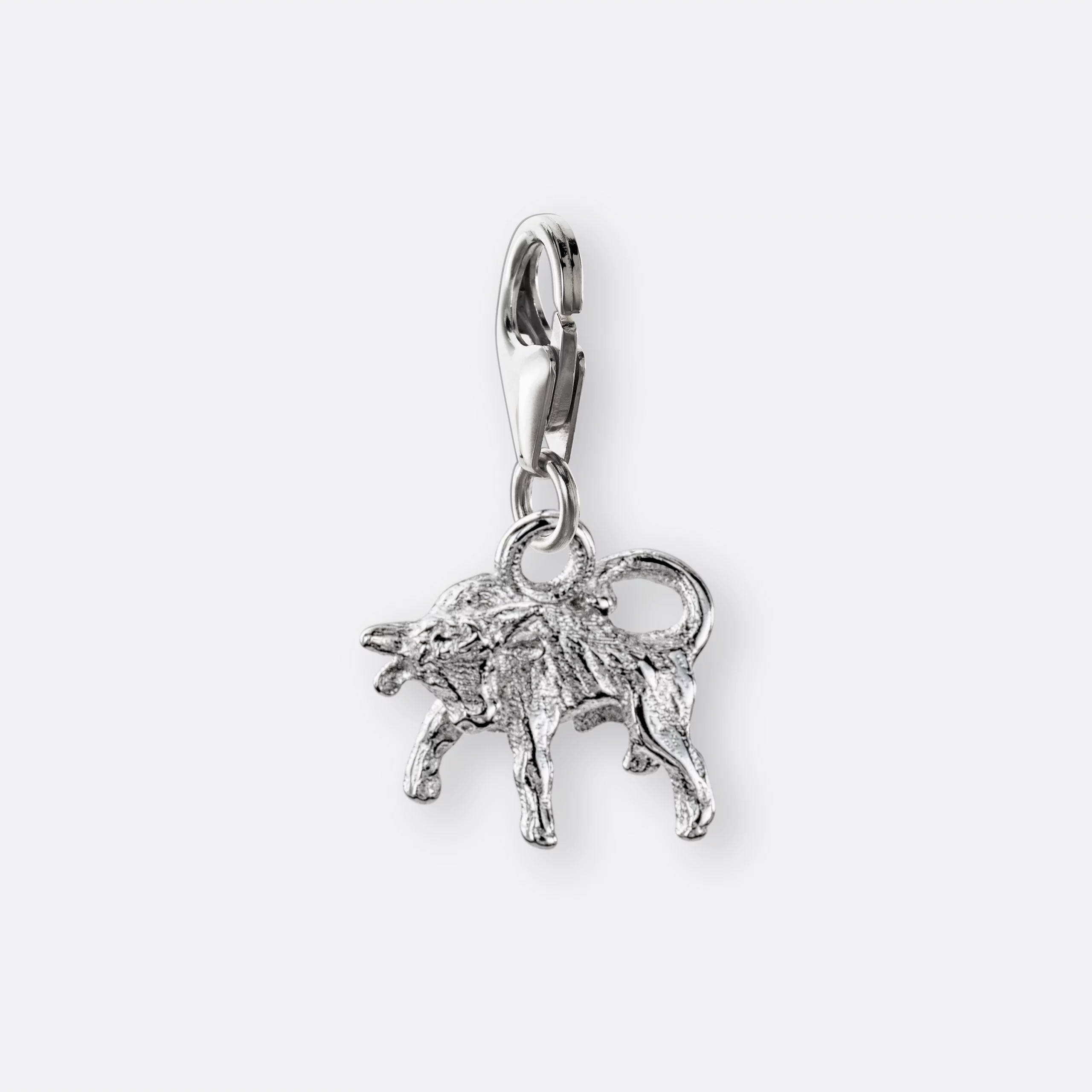 Stier Sternzeichen Charm mit Anhänger klein, Silber, Vorne