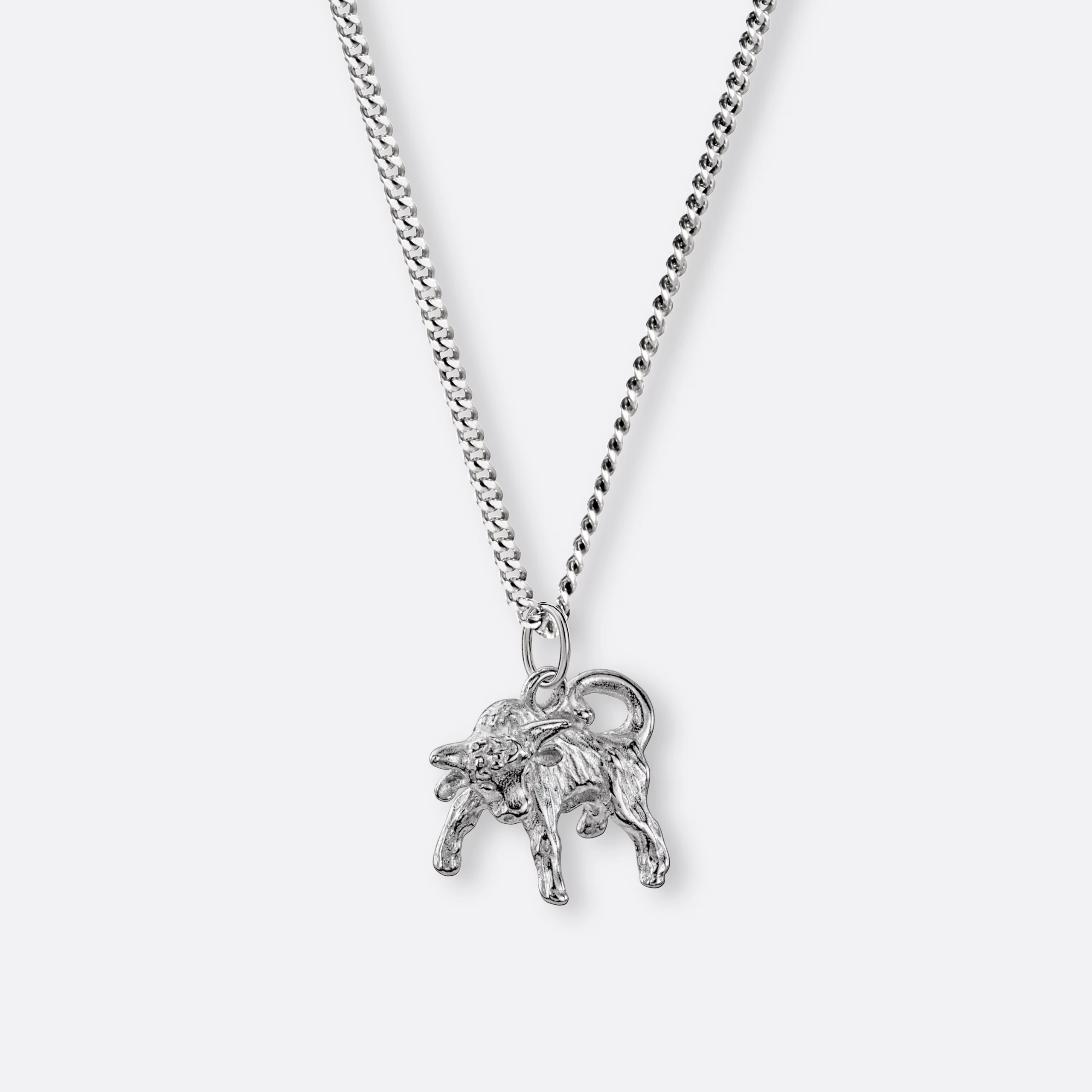Stier Halskette, Anhänger groß, 925er Silber 4 Stier Sternzeichen-Kette mit Anhänger groß, Silber, Seite