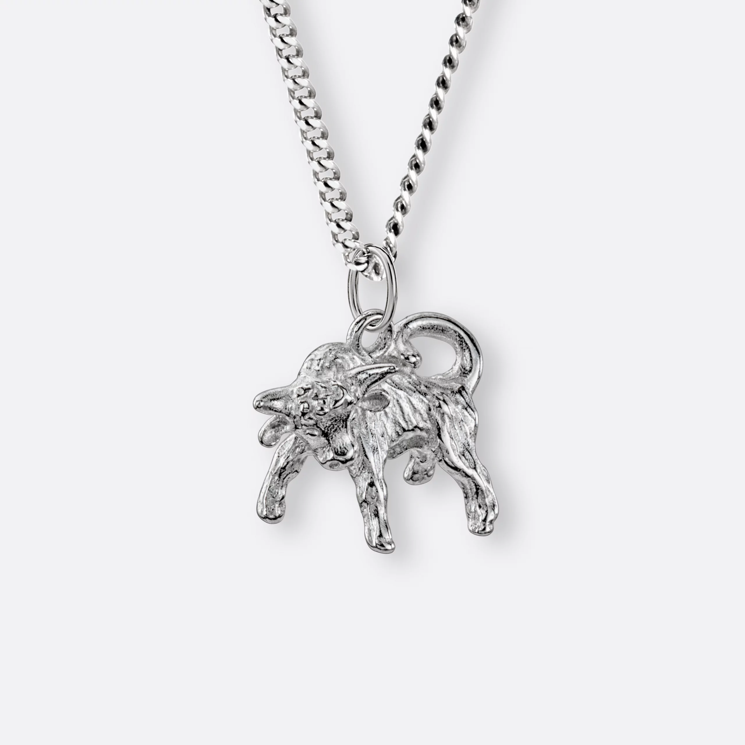 Stier Halskette, Anhänger groß, 925er Silber 17 Stier Halskette mit Anhänger groß, Silber, Vorne