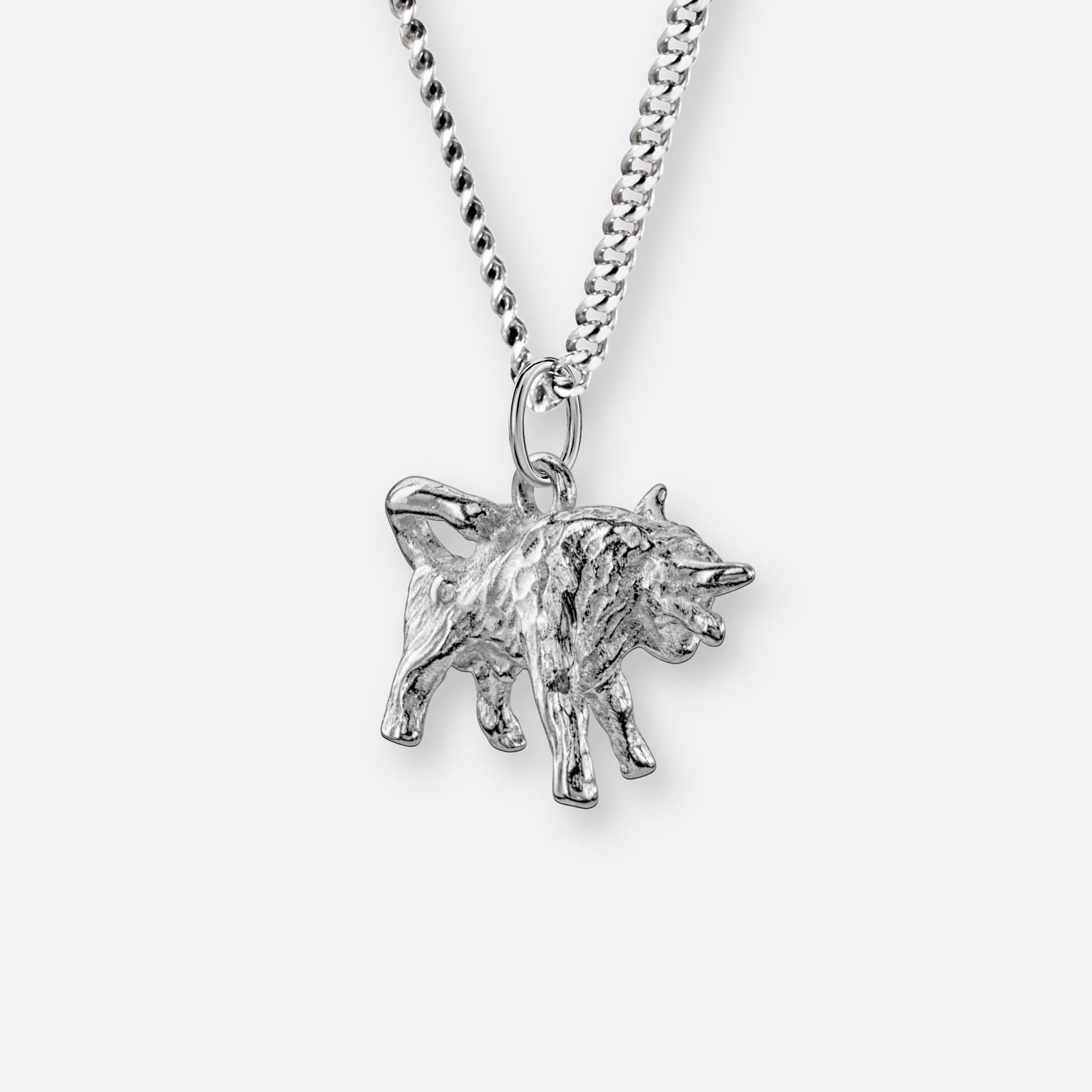 Stier Halskette, Anhänger groß, 925er Silber 2 Stier Halskette mit Sternzeichen Anhänger groß, Silber, Seite