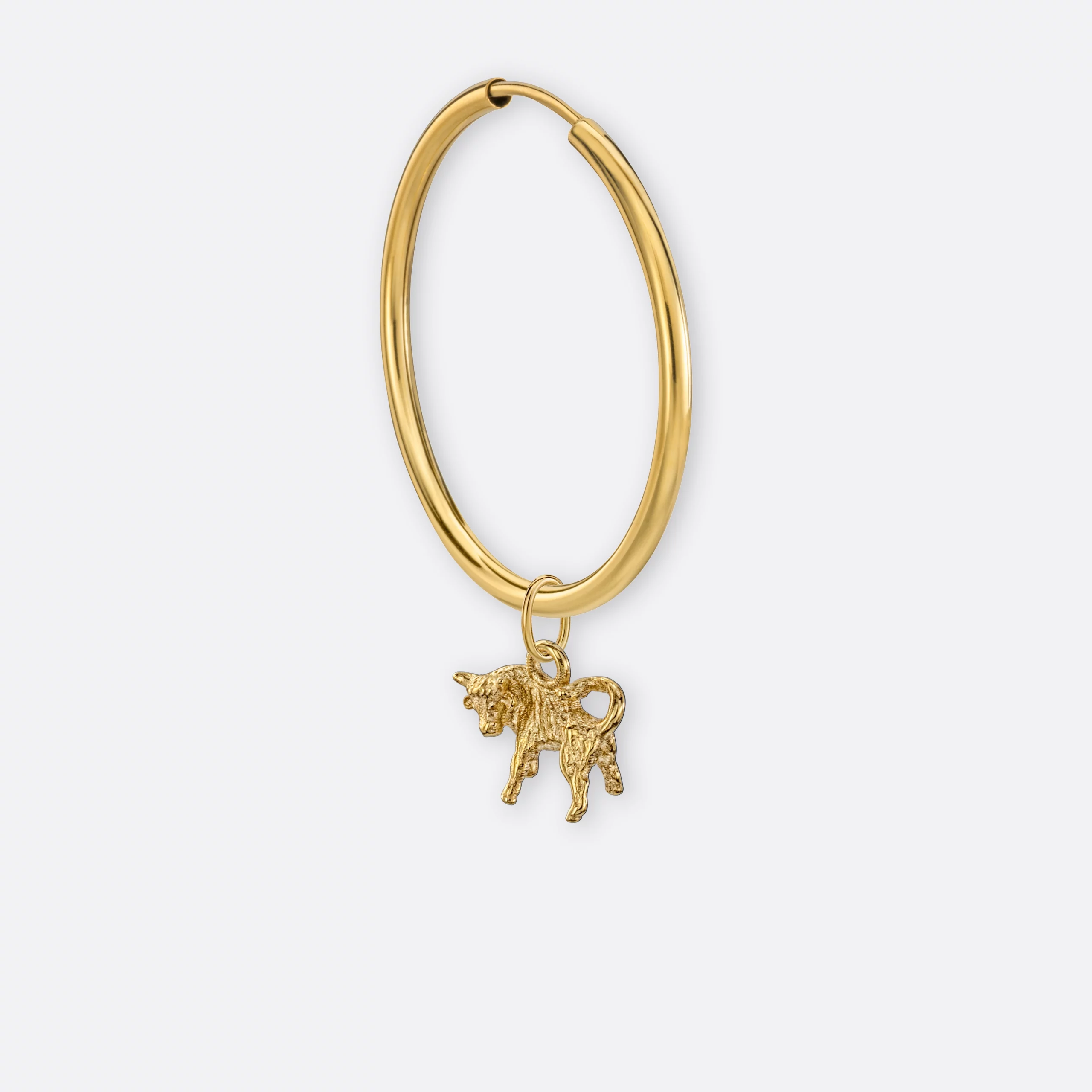 Stier Ohrring, Anhänger klein, 585er Gold 4 Stier Ohrring-Creole groß mit Sternzeichen-Anhänger klein, Gold, Hinten