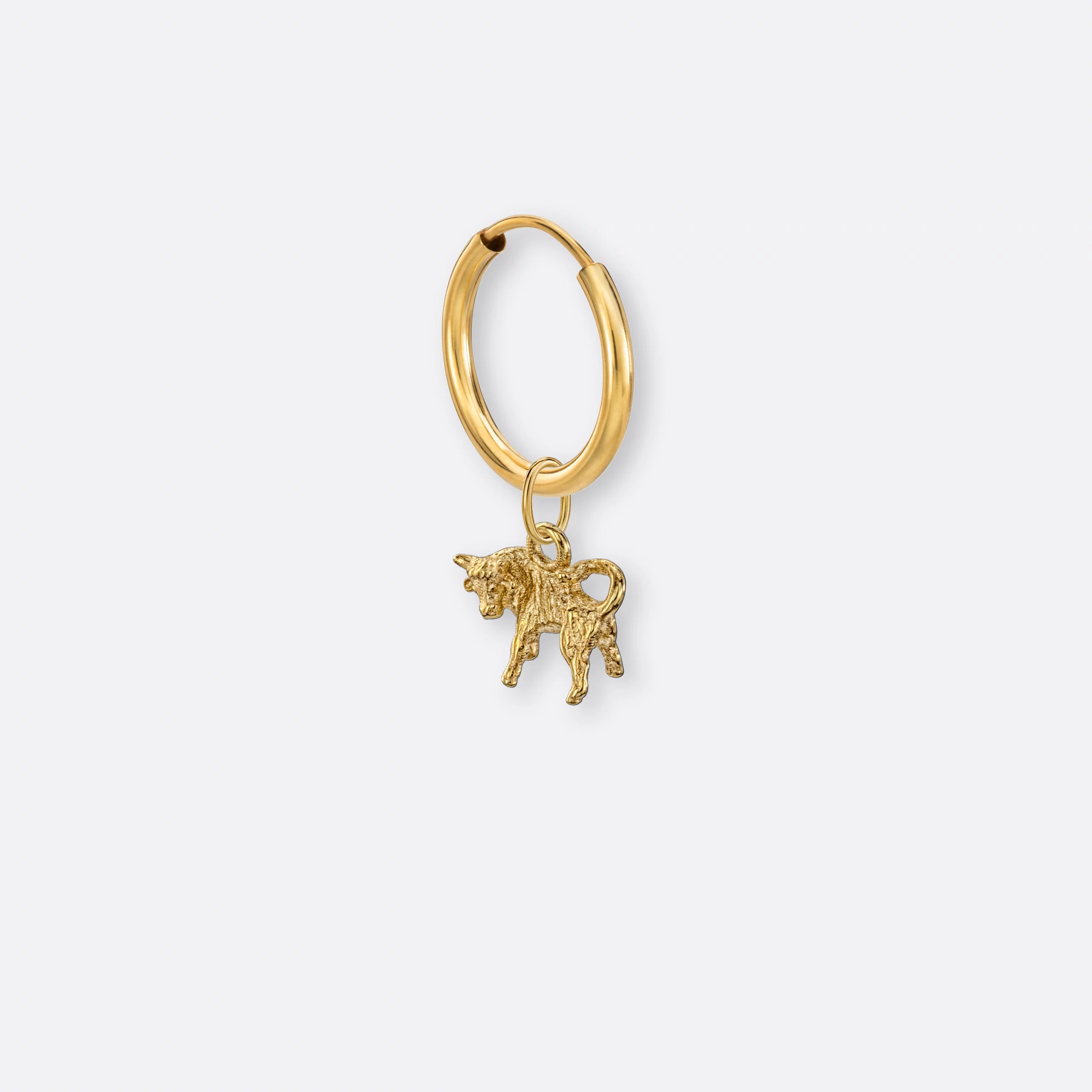 Stier Ohrring, Anhänger klein, 585er Gold 8 Stier Ohrring klein mit Sternzeichenanhänger klein, Gold, Hinten