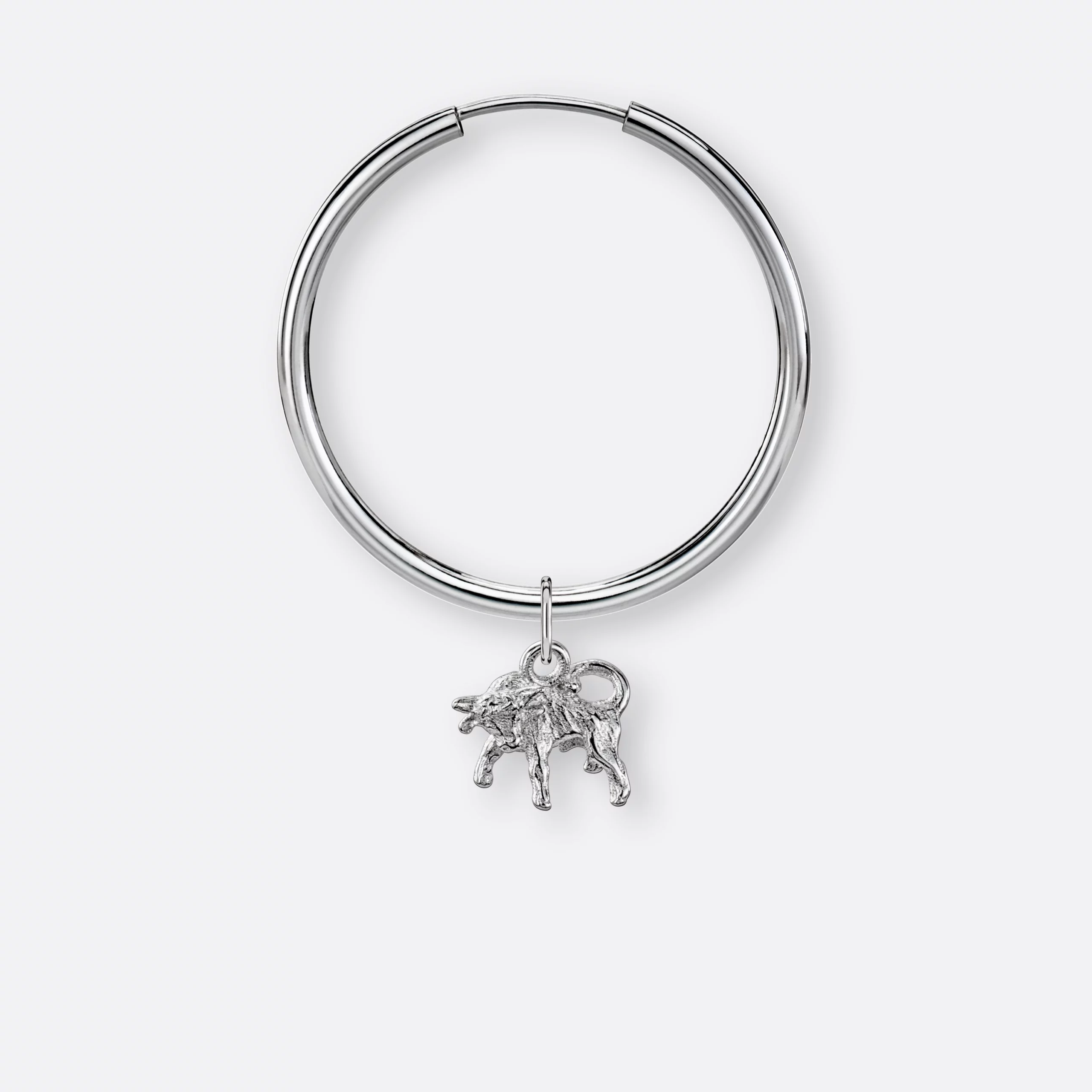 Stier Ohrring, Anhänger klein, 925er Silber 6 Stier Ohrring Creole groß mit Anhänger klein, Silber, Seite