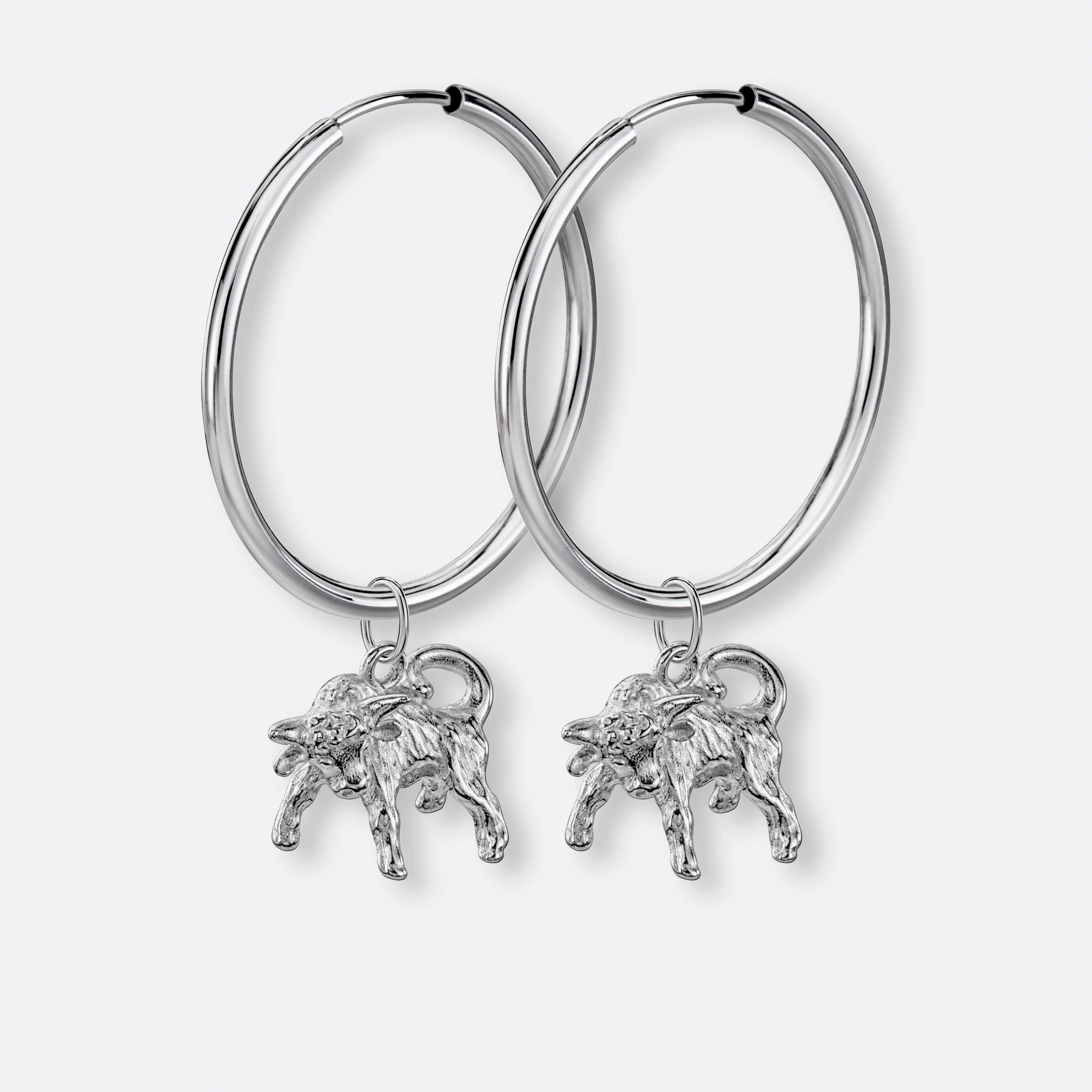 Stier Ohrring, Anhänger groß, 925er Silber 5 Stier Ohrring groß mit Anhänger groß, Silber, Paar, Seite