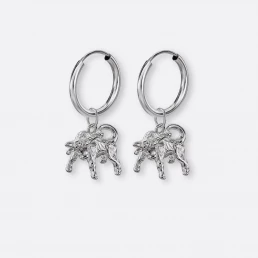 Stier Ohrring, Anhänger groß, 925er Silber 8 Stier Ohrring Creole klein mit Sternzeichen Anhänger groß, Silber, Paar, Seite