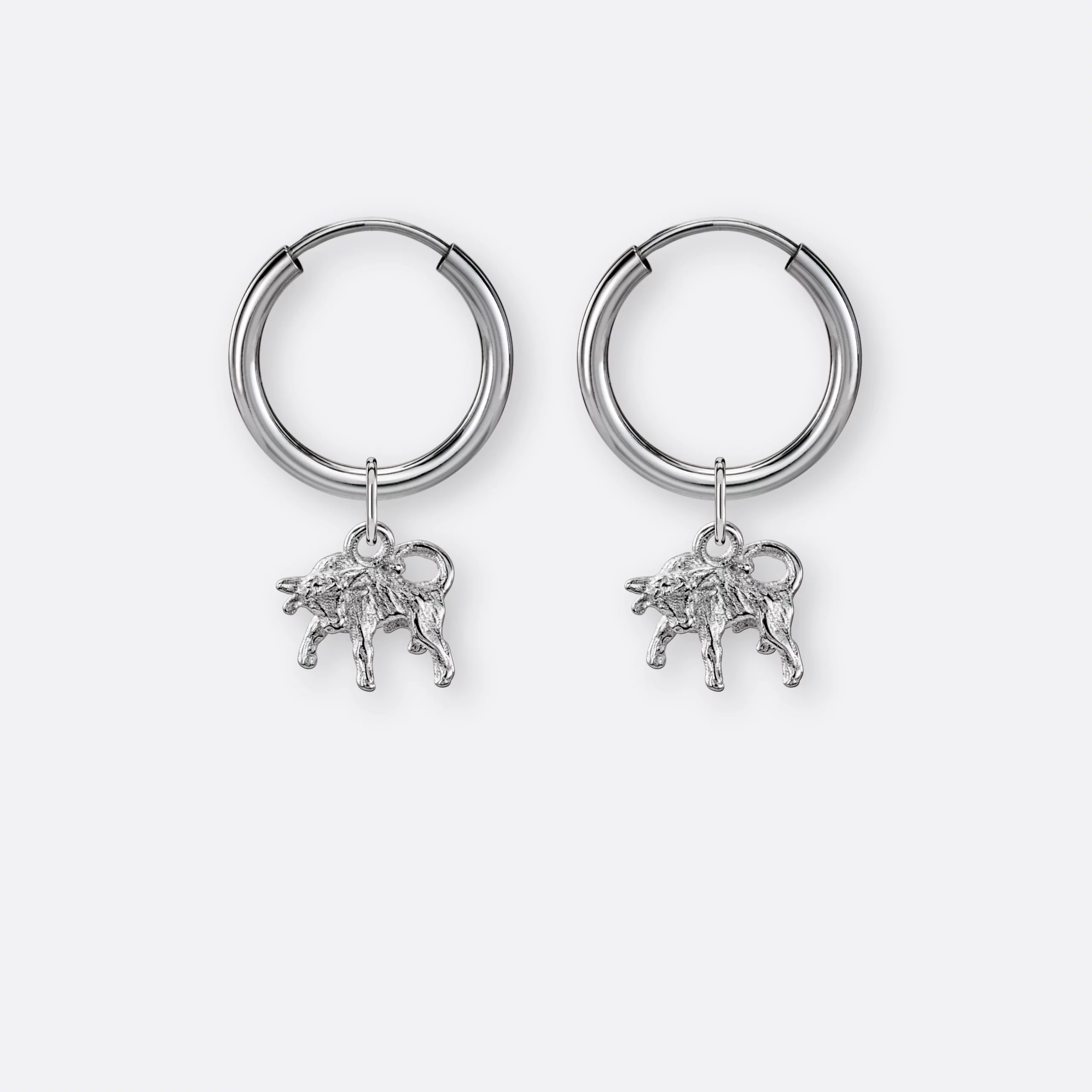 Stier Ohrring, Anhänger klein, 925er Silber 9 Stier Ohrring-Creole klein mit Sternzeichen-Anhänger klein, Silber, Seite