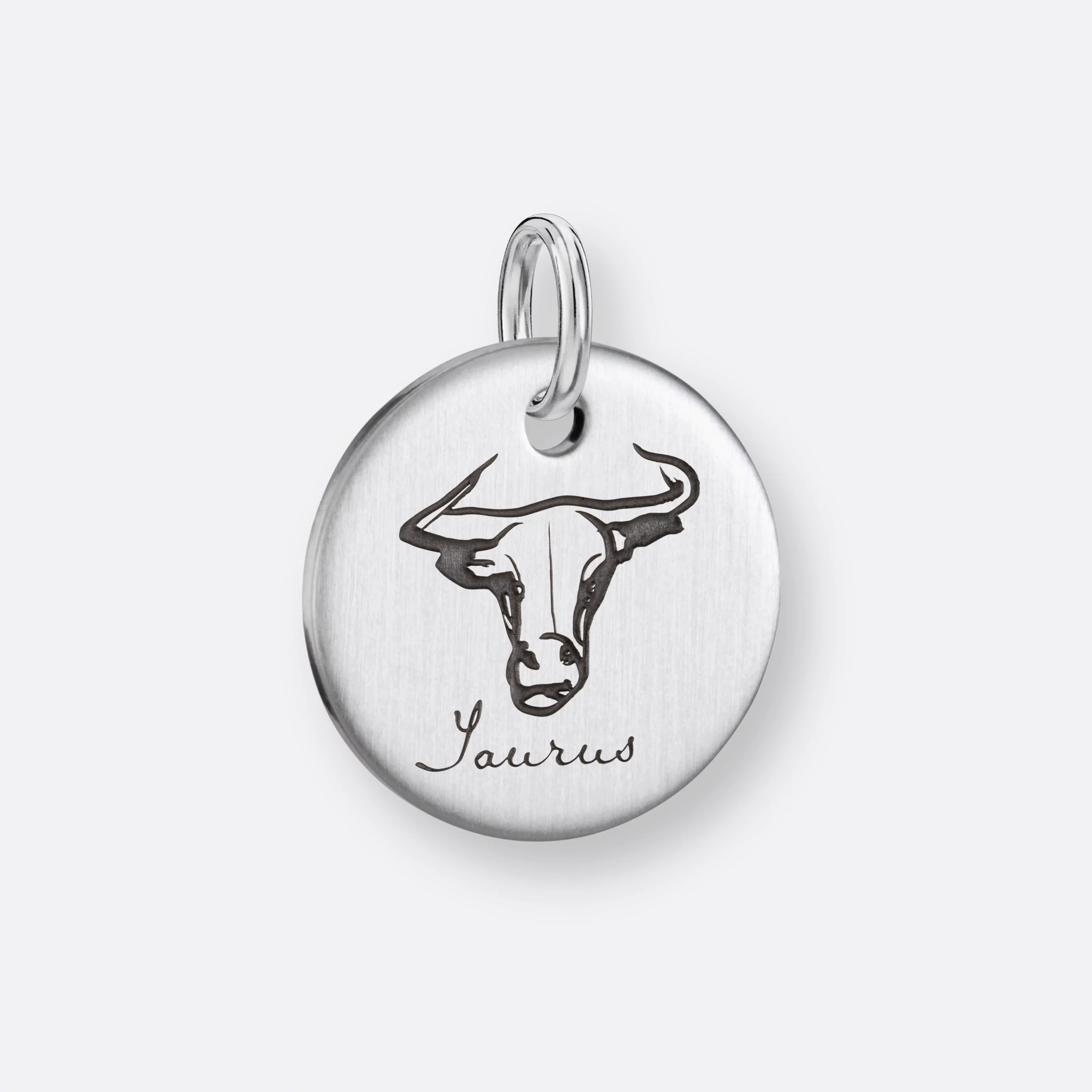 Stier Anhänger Coin mit Gravur, Silber, Vorne