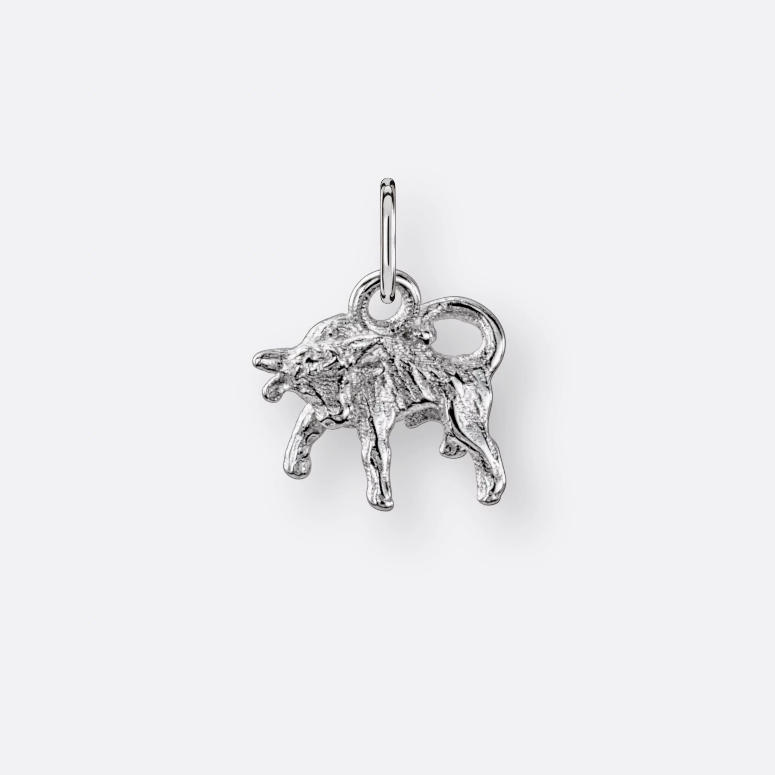 Stier Sternzeichen-Anhänger, klein, Silber, Seite