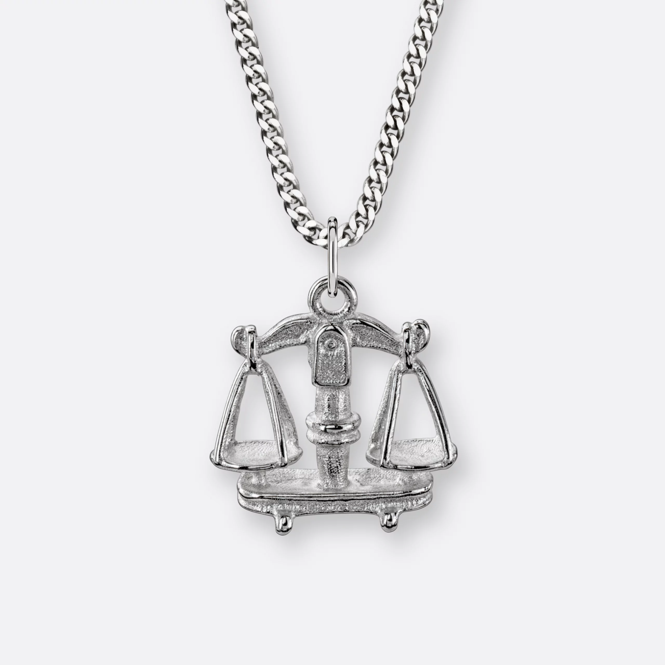 Waage Halskette, Anhänger groß, 925er Silber 13 Waage Sternzeichen Kette mit Anhänger groß, Silber, Vorne