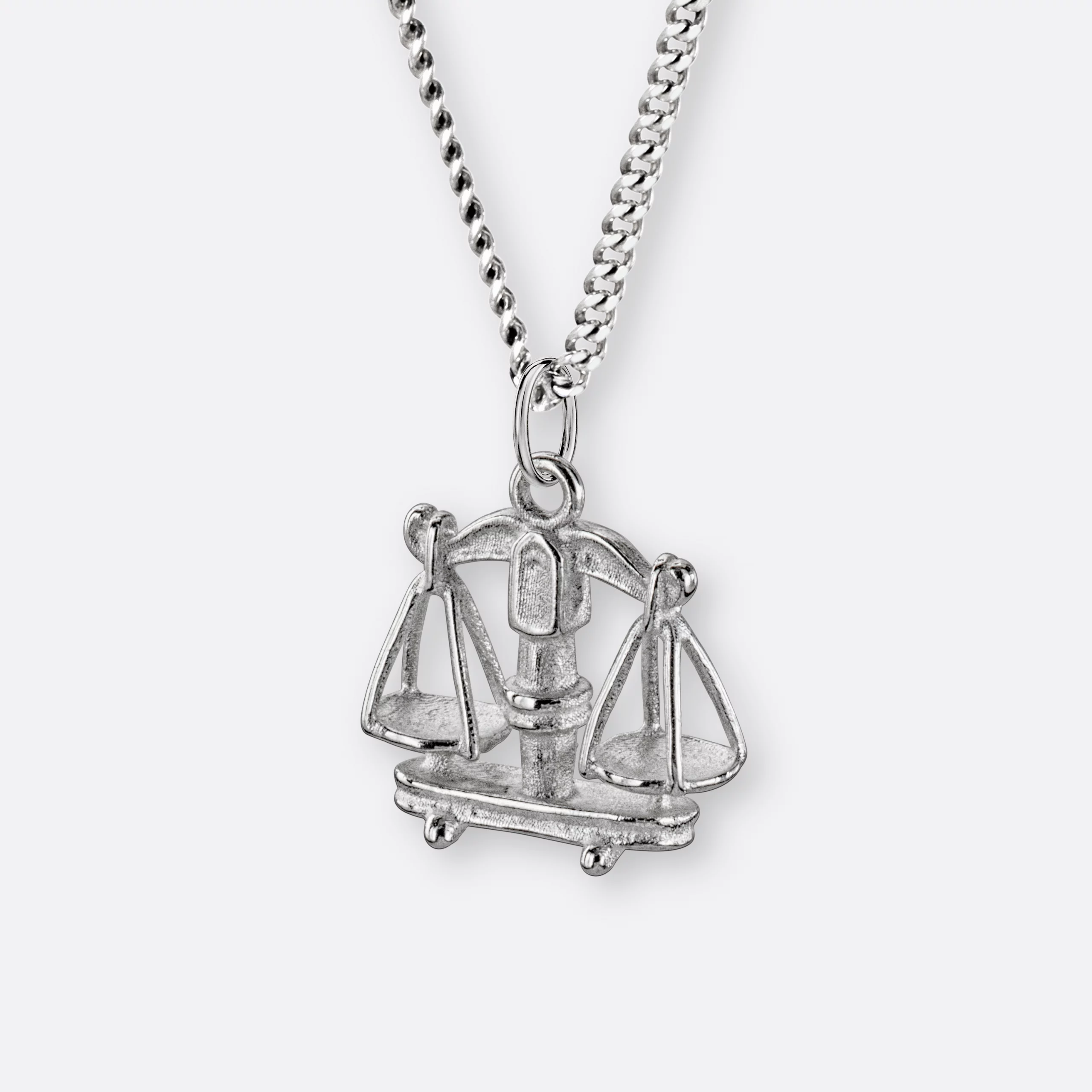 Waage Halskette, Anhänger groß, 925er Silber 3 Waage Halskette mit Sternzeichen Anhänger groß, Silber, Seite