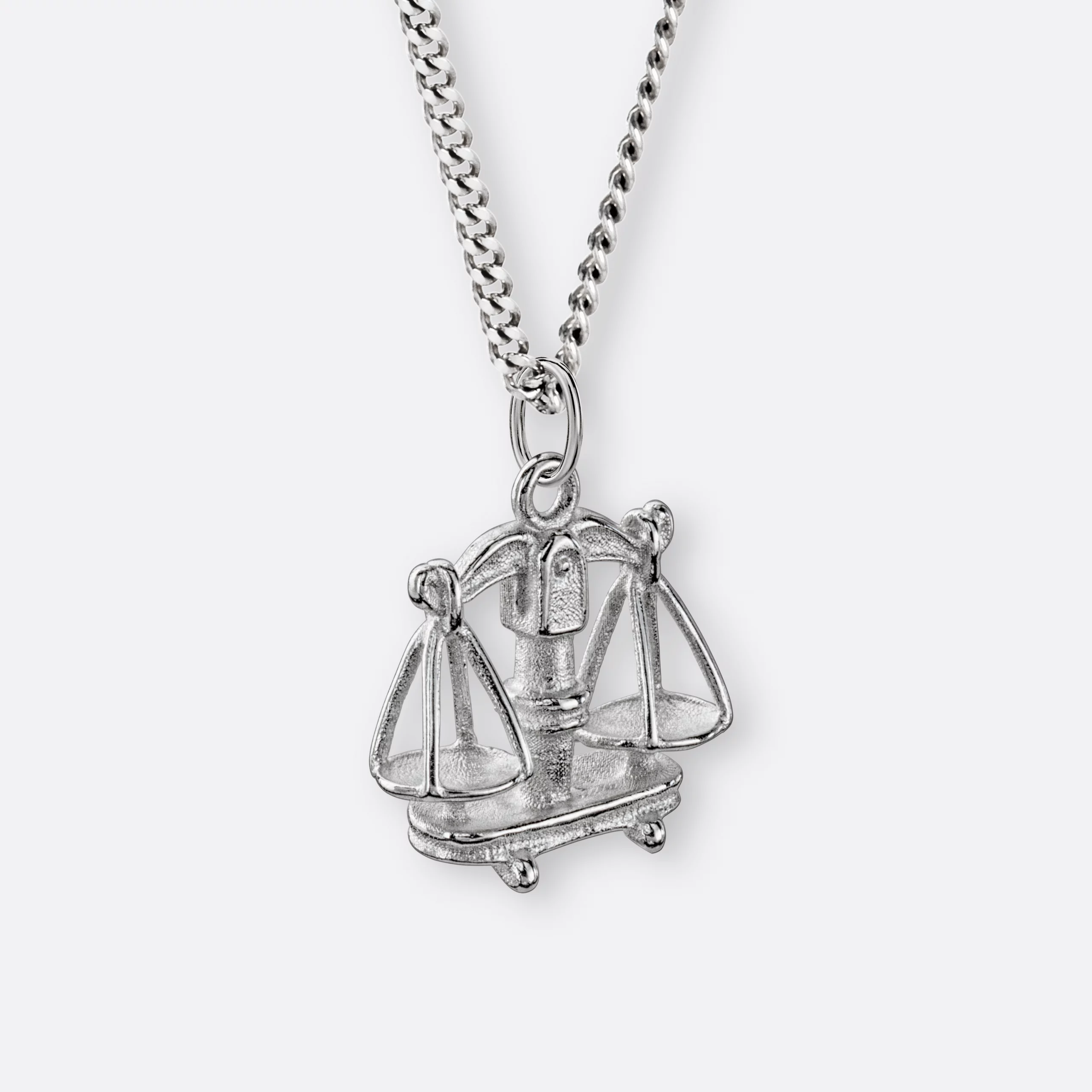 Waage Halskette, Anhänger groß, 925er Silber 4 Waage Sternzeichen-Kette mit Anhänger groß, Silber, Seite