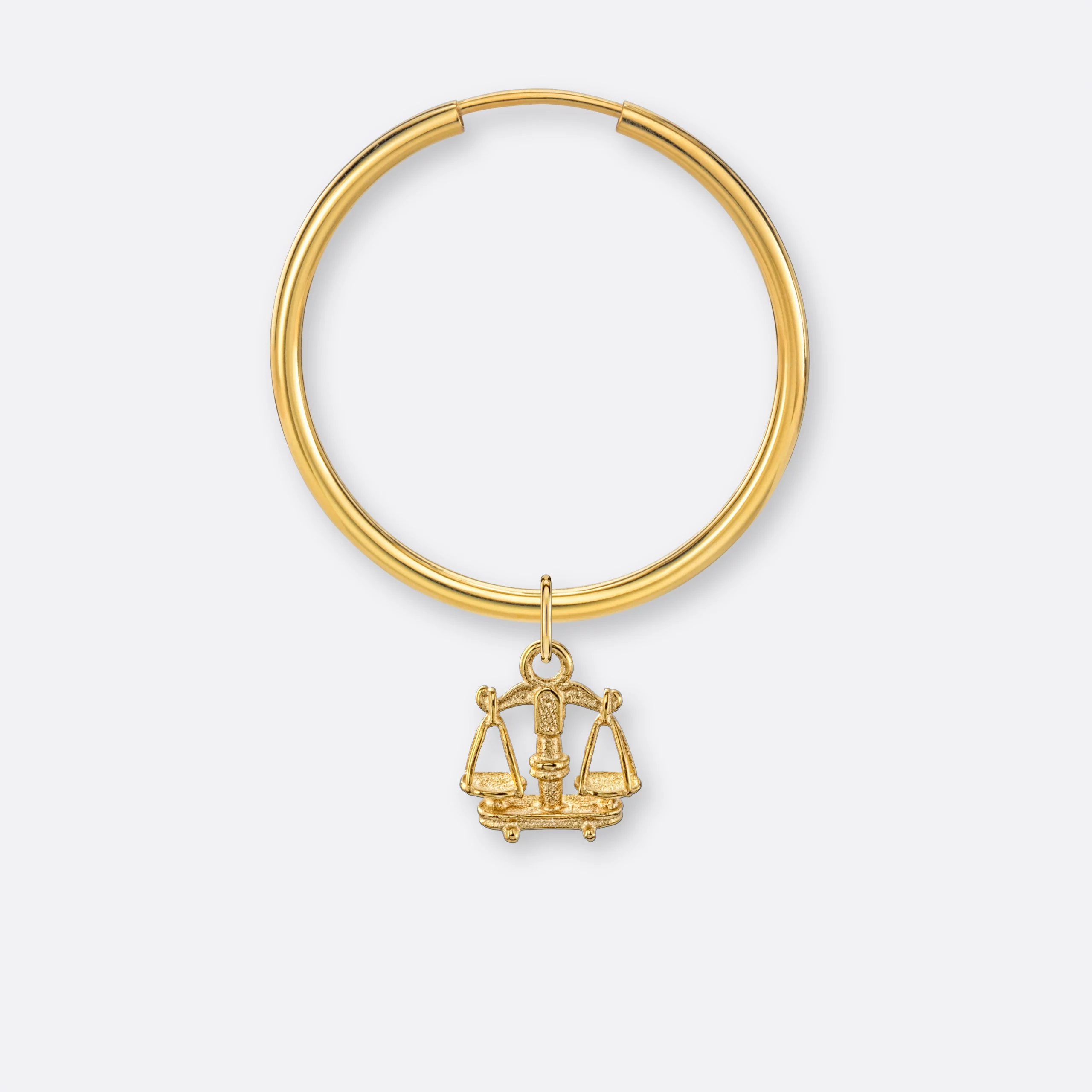 Waage Ohrring, Anhänger klein, 585er Gold 2 Waage Ohrring-Creole groß mit Sternzeichen-Anhänger klein, Gold, Vorne