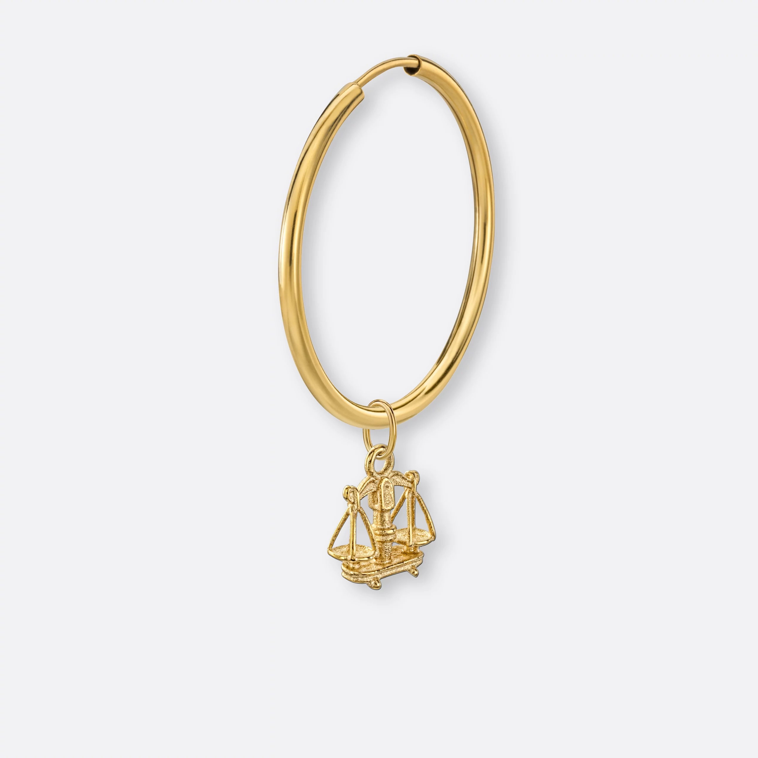 Waage Ohrring, Anhänger klein, 585er Gold 4 Waage Ohrring-Creole groß mit Sternzeichen-Anhänger klein, Gold, Seite