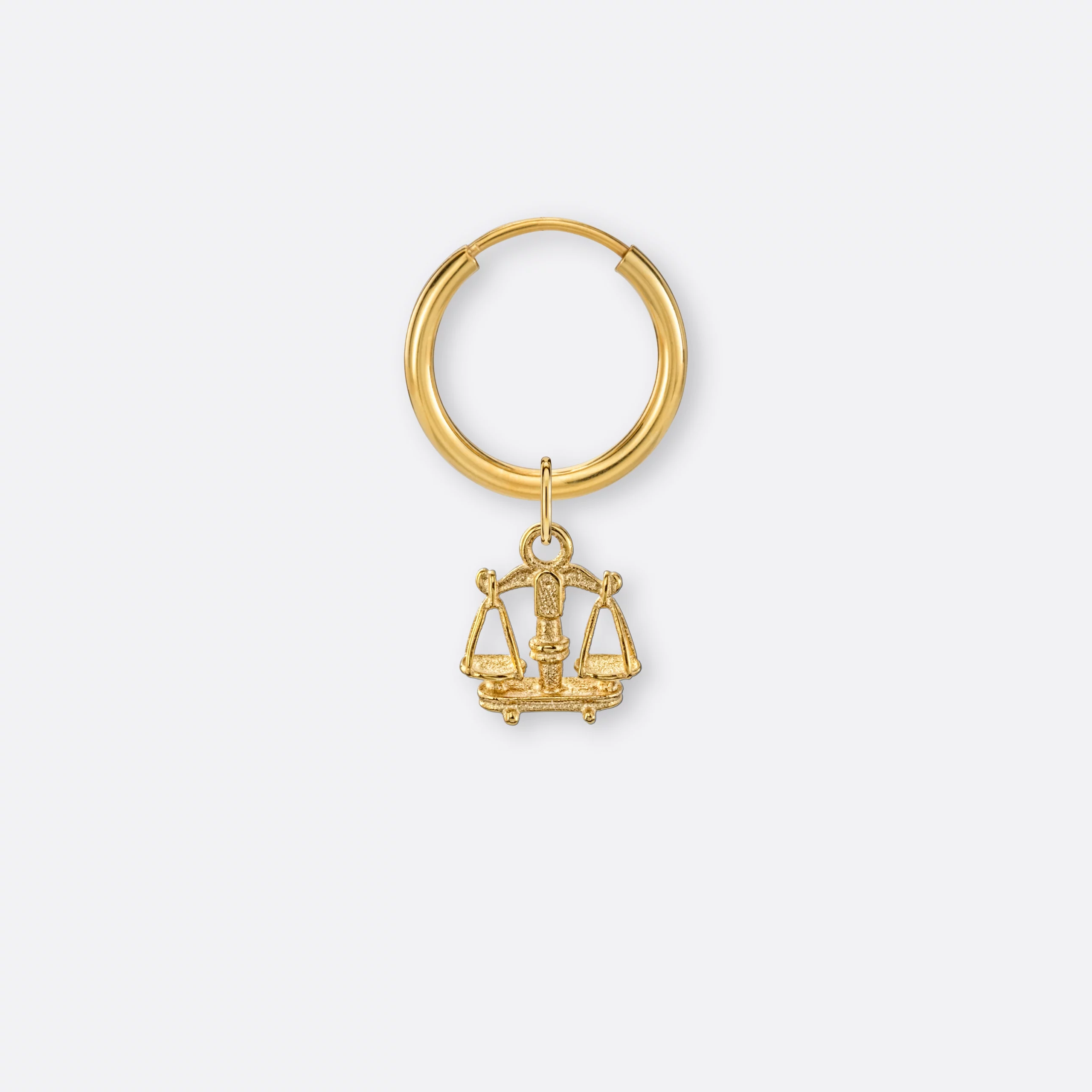 Waage Ohrring, Anhänger klein, 585er Gold 7 Waage Ohrring-Creole klein mit Sternzeichen-Anhänger klein, Gold, Vorne