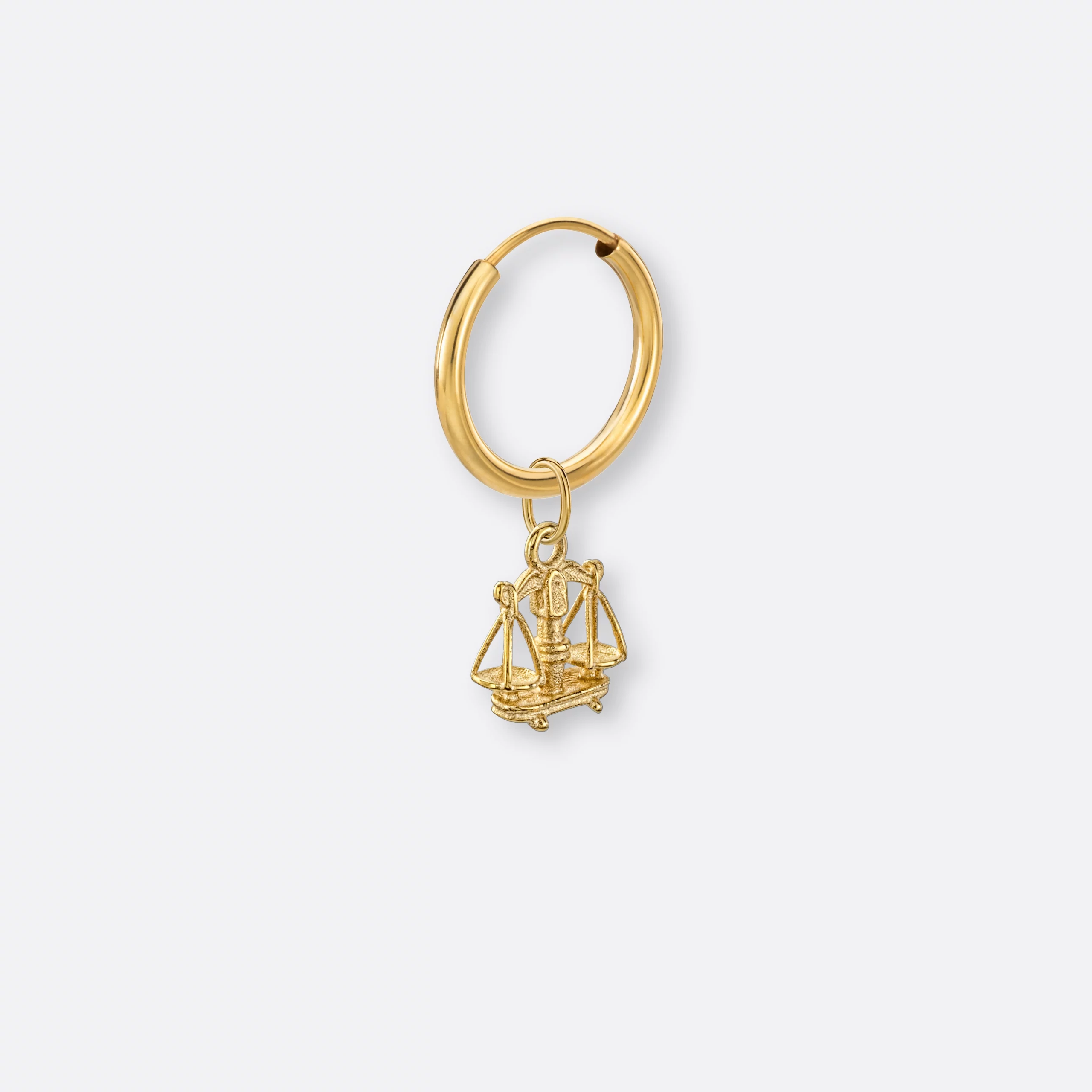 Waage Ohrring, Anhänger klein, 585er Gold 9 Waage Ohrring-Creole klein mit Sternzeichen-Anhänger klein, Gold, Seite