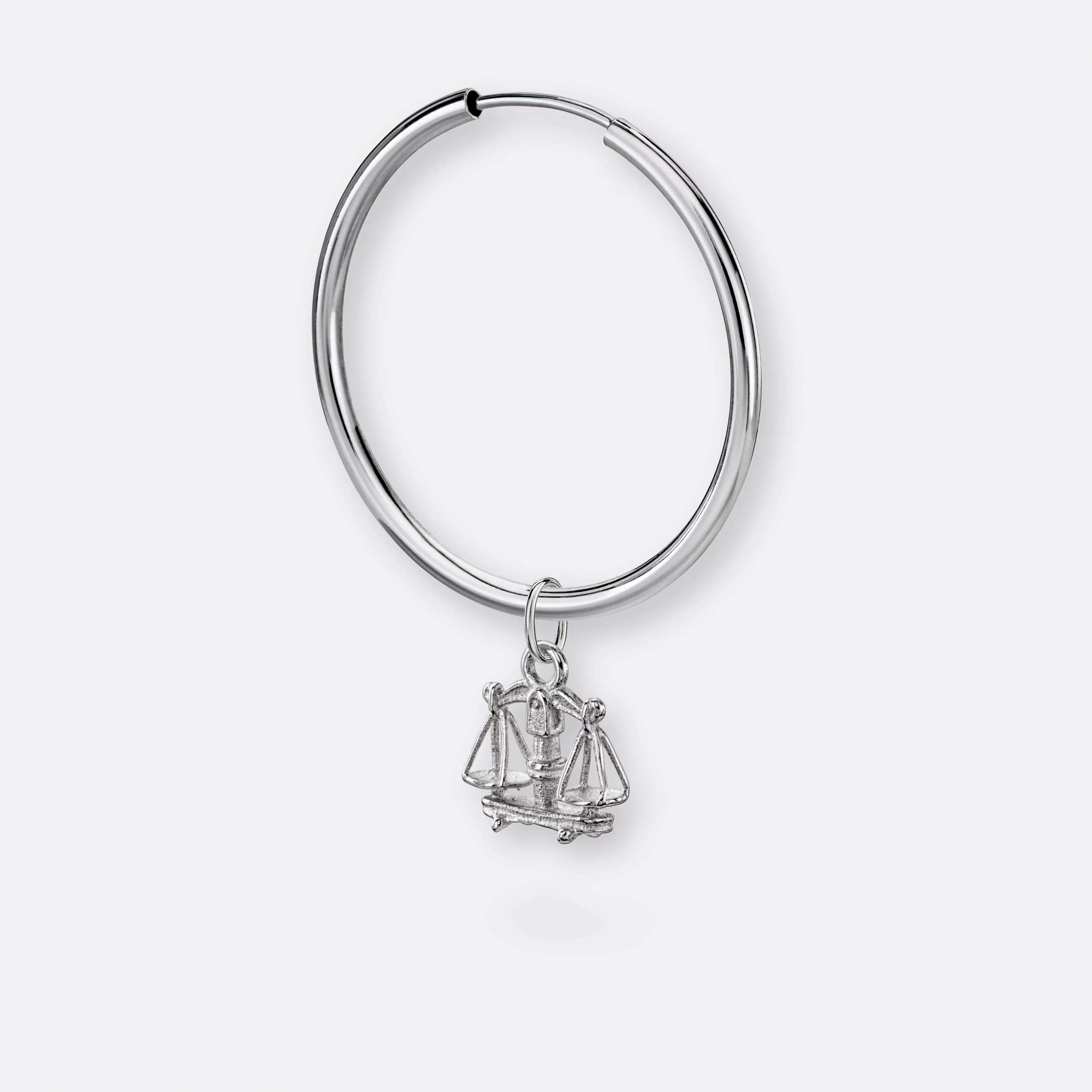 Waage Ohrring, Anhänger klein, 925er Silber 7 Waage Ohrring-Creole groß mit Sternzeichen-Anhänger klein, Silber