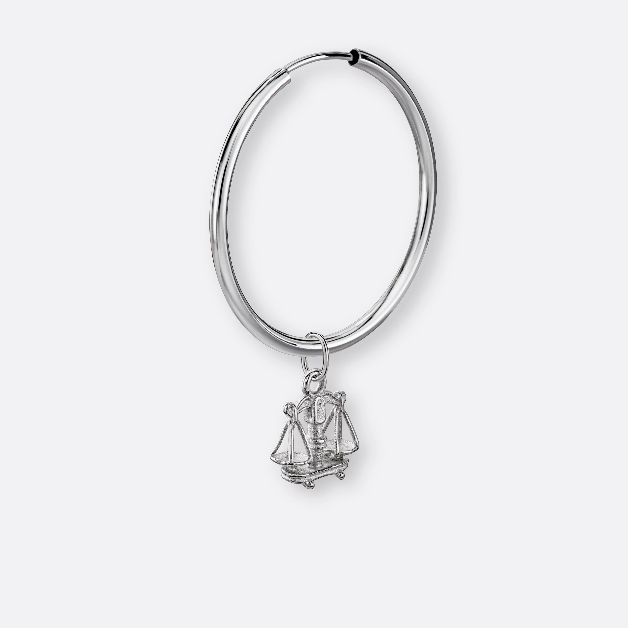 Waage Ohrring, Anhänger klein, 925er Silber 8 Waage Ohrring Creole groß mit Sternzeichen Anhänger klein, Silber, Seite