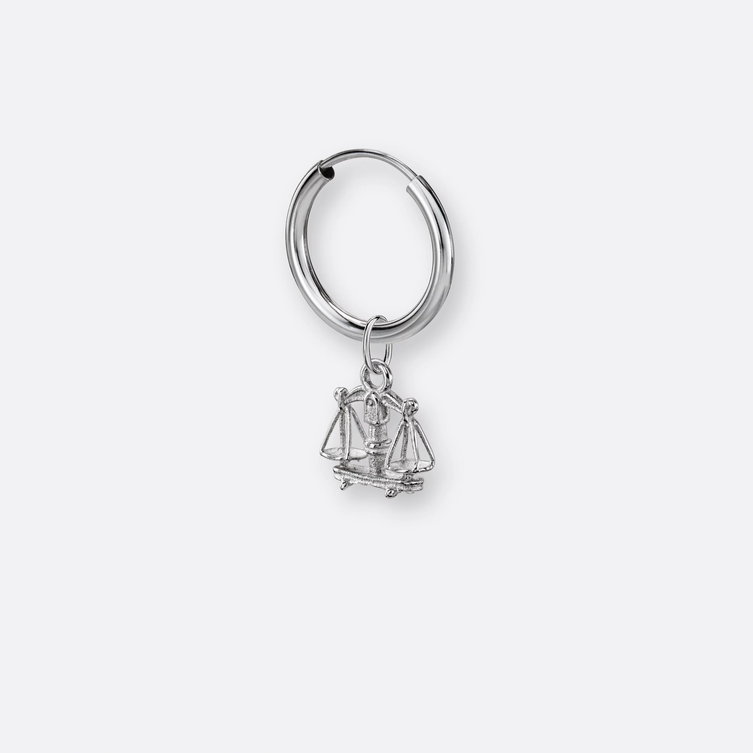 Waage Ohrring, Anhänger klein, 925er Silber 3 Waage Ohrring-Creole klein mit Anhänger klein, Silber, Seite