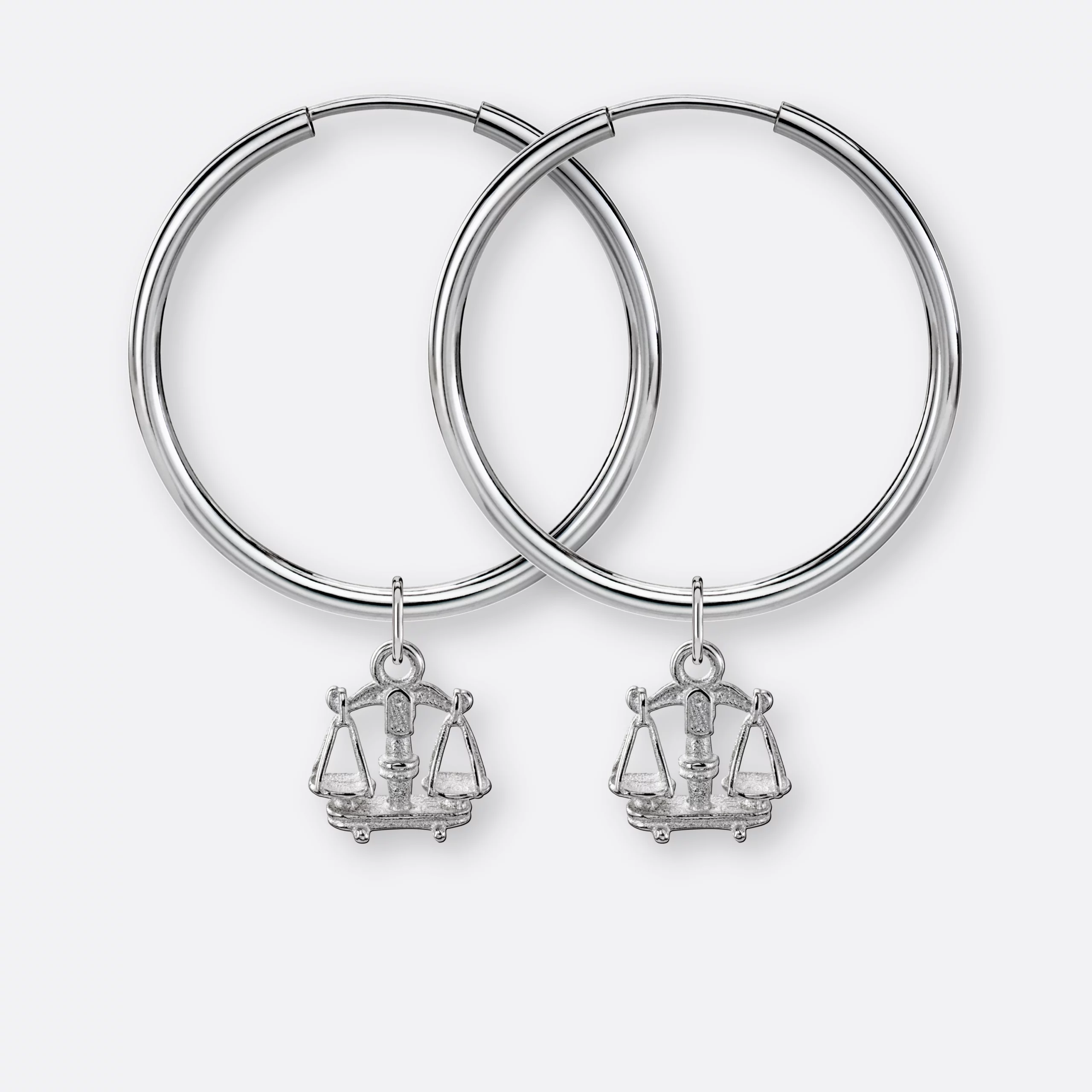 Waage Ohrring, Anhänger klein, 925er Silber 5 Waage Ohrring-Creole groß mit Sternzeichen-Anhänger klein, Silber, Paar