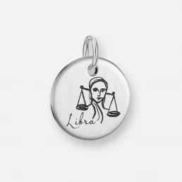 Waage Anhänger, Gravur, 925er Silber 4 Waage Anhänger mit Gravur, Silber, Vorne