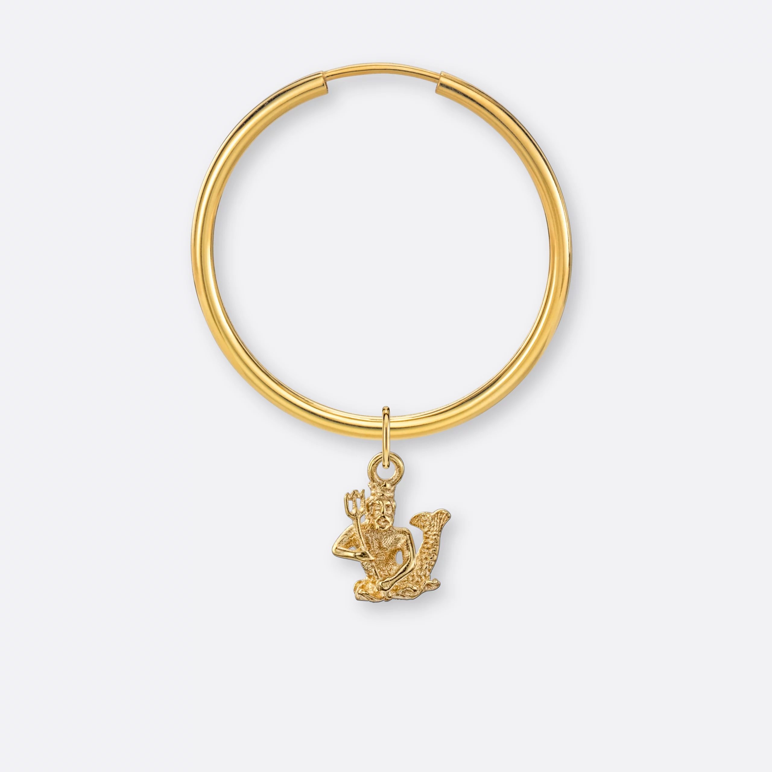 Wassermann Ohrring, Anhänger klein, 585er Gold 2 Wassermann Ohrring-Creole groß mit Sternzeichen-Anhänger klein, Gold, Vorne