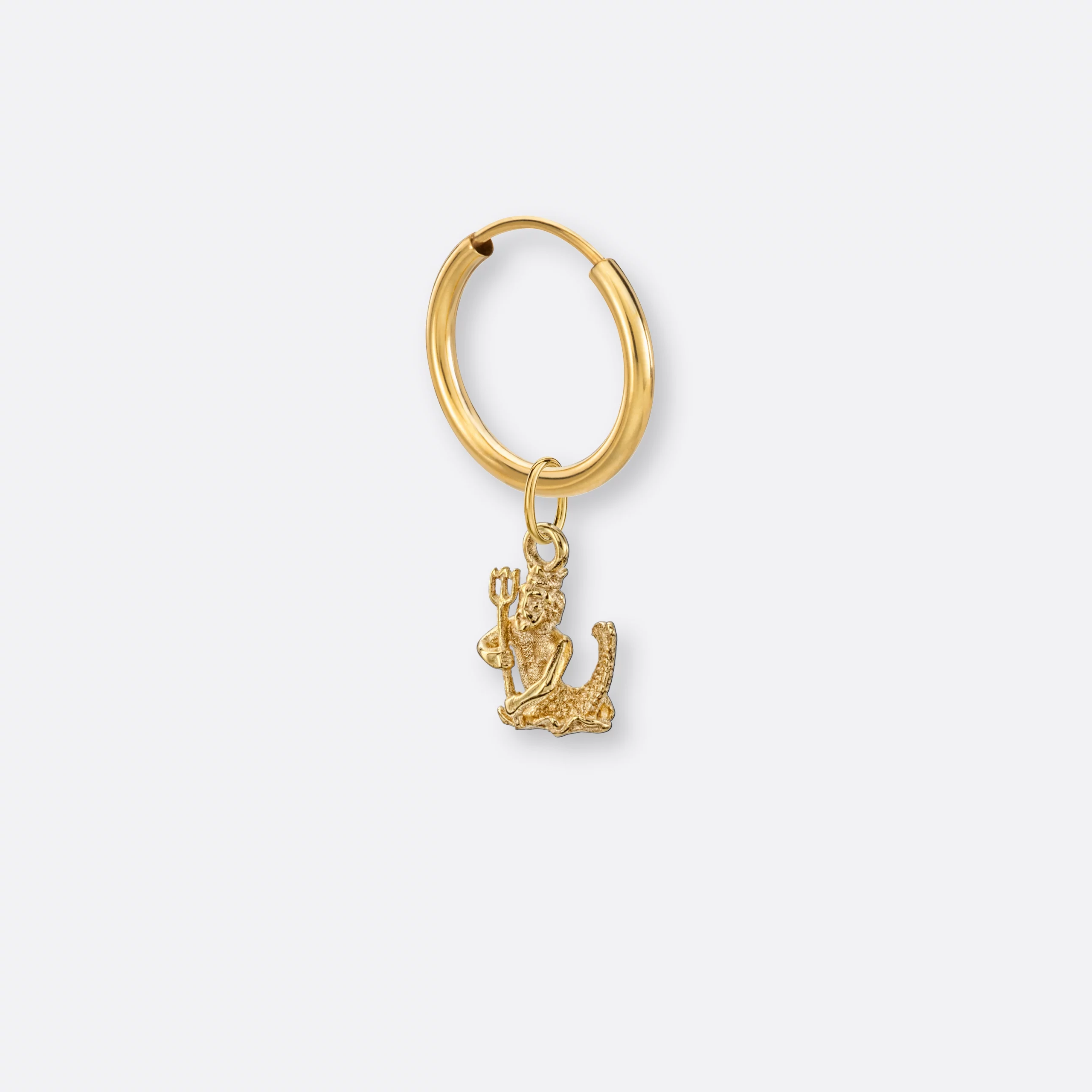 Wassermann Ohrring, Anhänger klein, 585er Gold 7 Wassermann Ohrring-Creole klein mit Sternzeichen-Anhänger klein, Gold, Seite