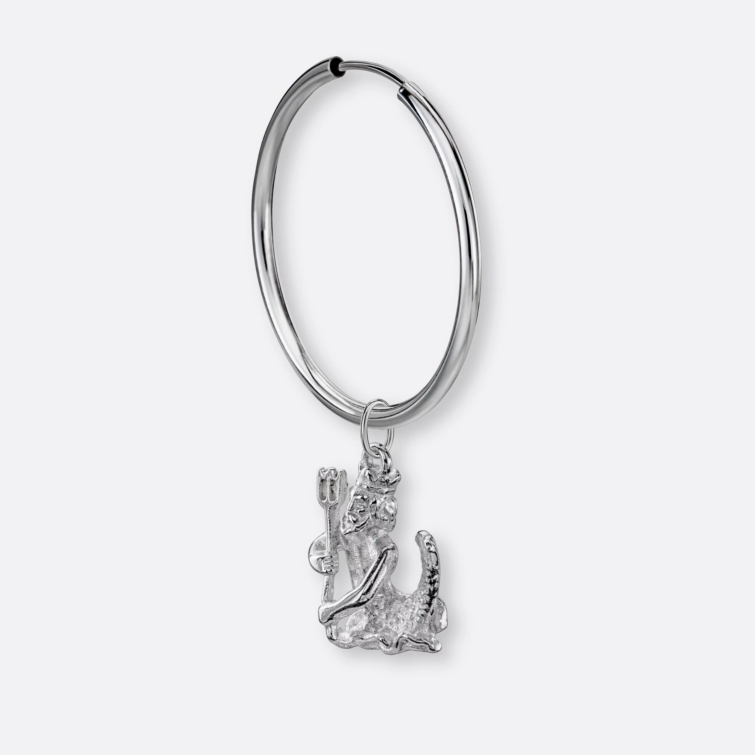 Wassermann Ohrring, Anhänger groß, 925er Silber 8 Wassermann Ohrring-Creole groß mit Sternzeichen-Anhänger groß, Silber, Seite