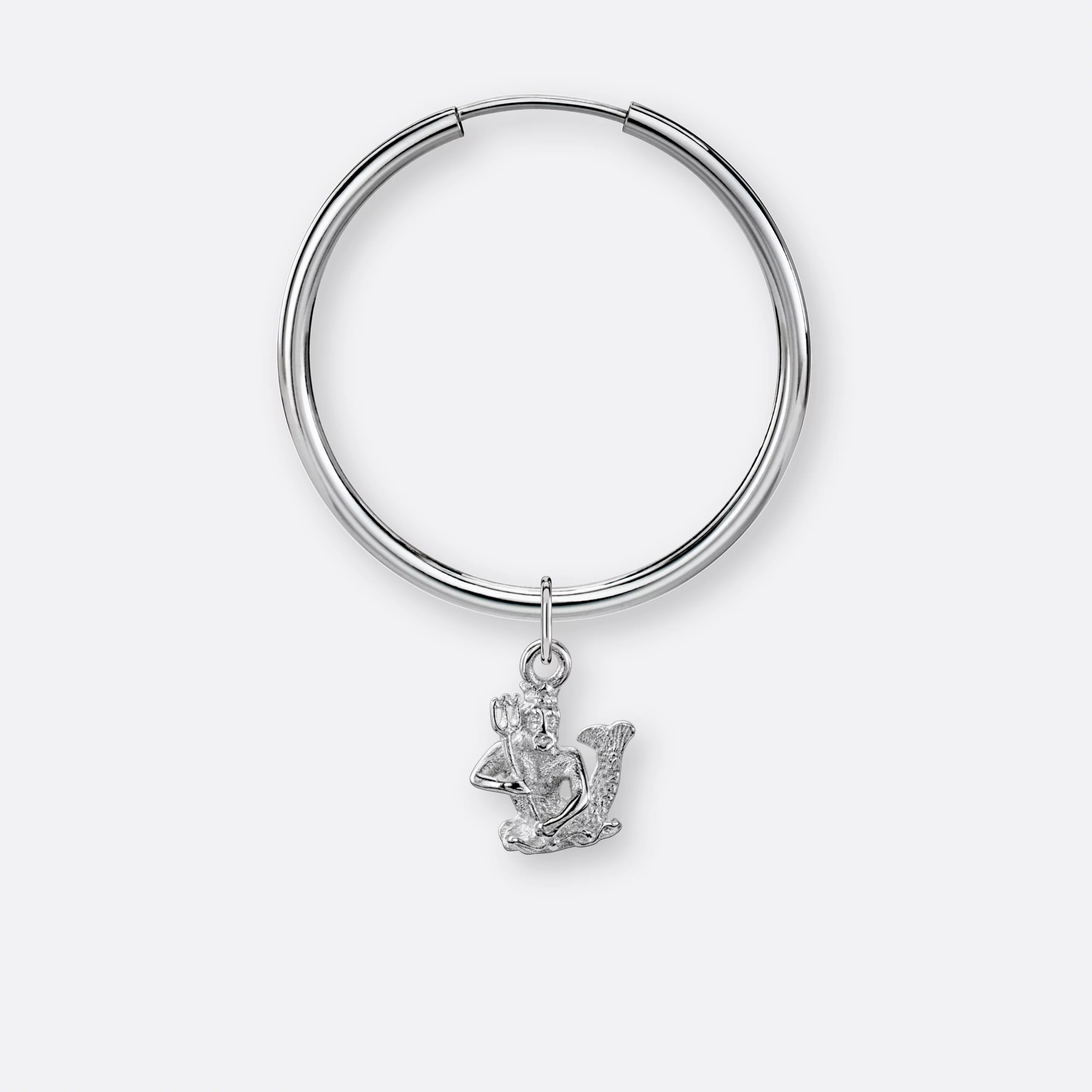 Wassermann Ohrring, Anhänger klein, 925er Silber 2 Wassermann Ohrring Creole groß mit Sternzeichen-Anhänger klein, Silber, Vorne