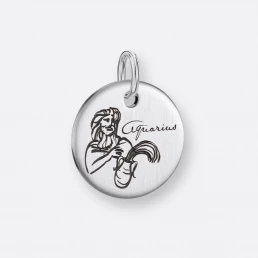 Wassermann Anhänger, Gravur, 925er Silber 3 12.1.1 | Wassermann Sternzeichen-Anhänger-Coin mit Gravur, Silber, Vorne