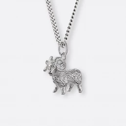 Widder Sternzeichen Kette mit Anhänger groß, Silber, Vorne
